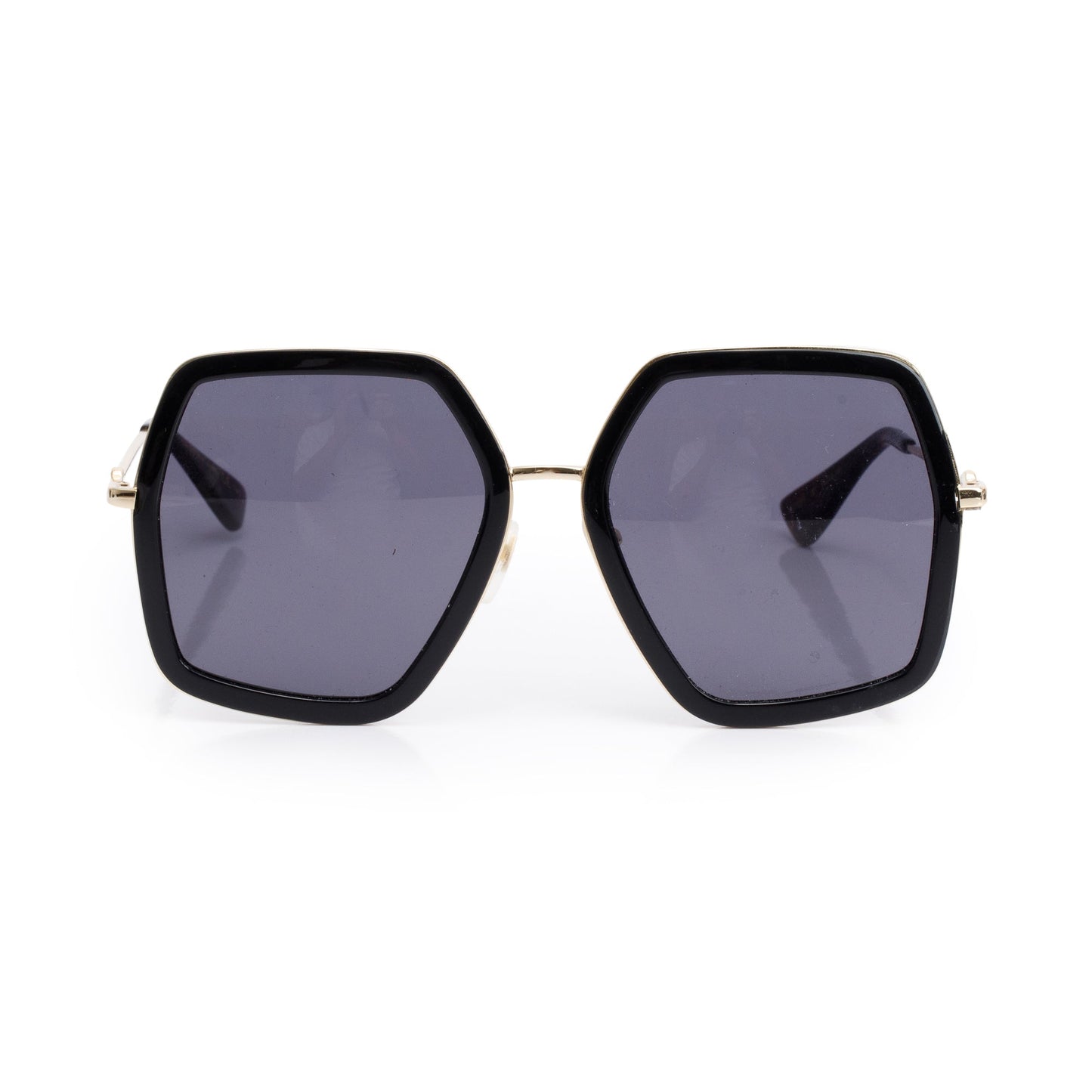 Gucci GG0106S Black Acetate Bee Accent Oversized Square Sunglasses