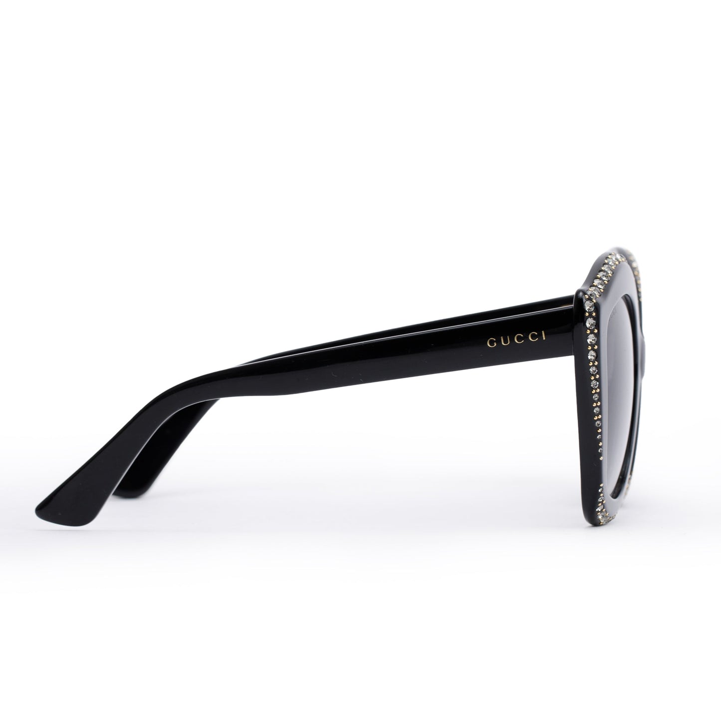 Gucci GG0118S Black Acetate Crystal Oversized Cat-Eye Sunglasses