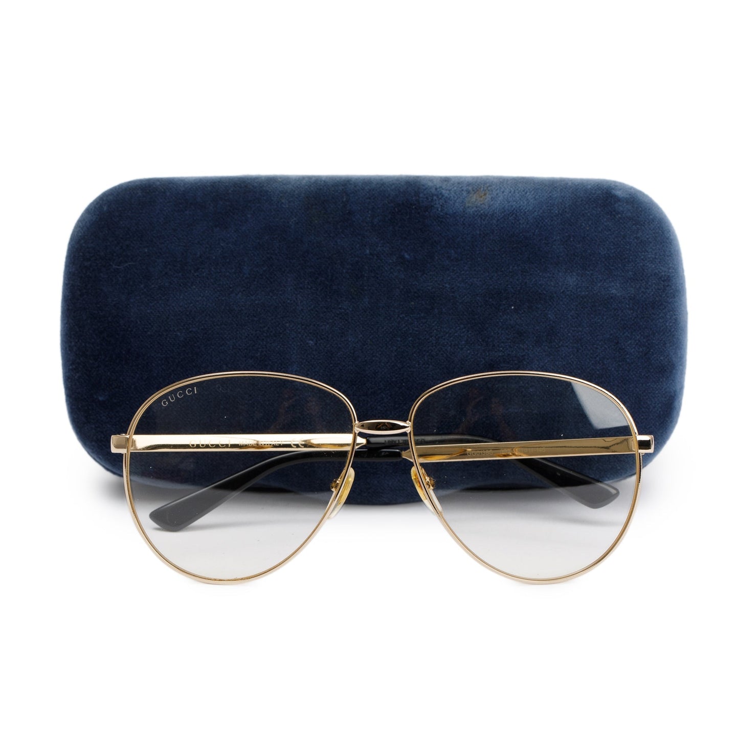 Gucci GG0138S SGold-Tone Metal Aviator Eyeglasses