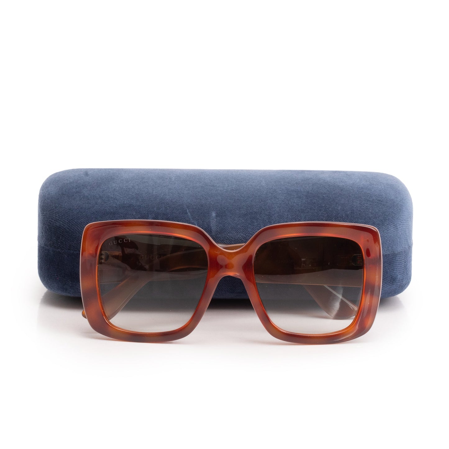 Gucci GG0141S Tortoise Acetate GG Logo Square Frame Sunglasses