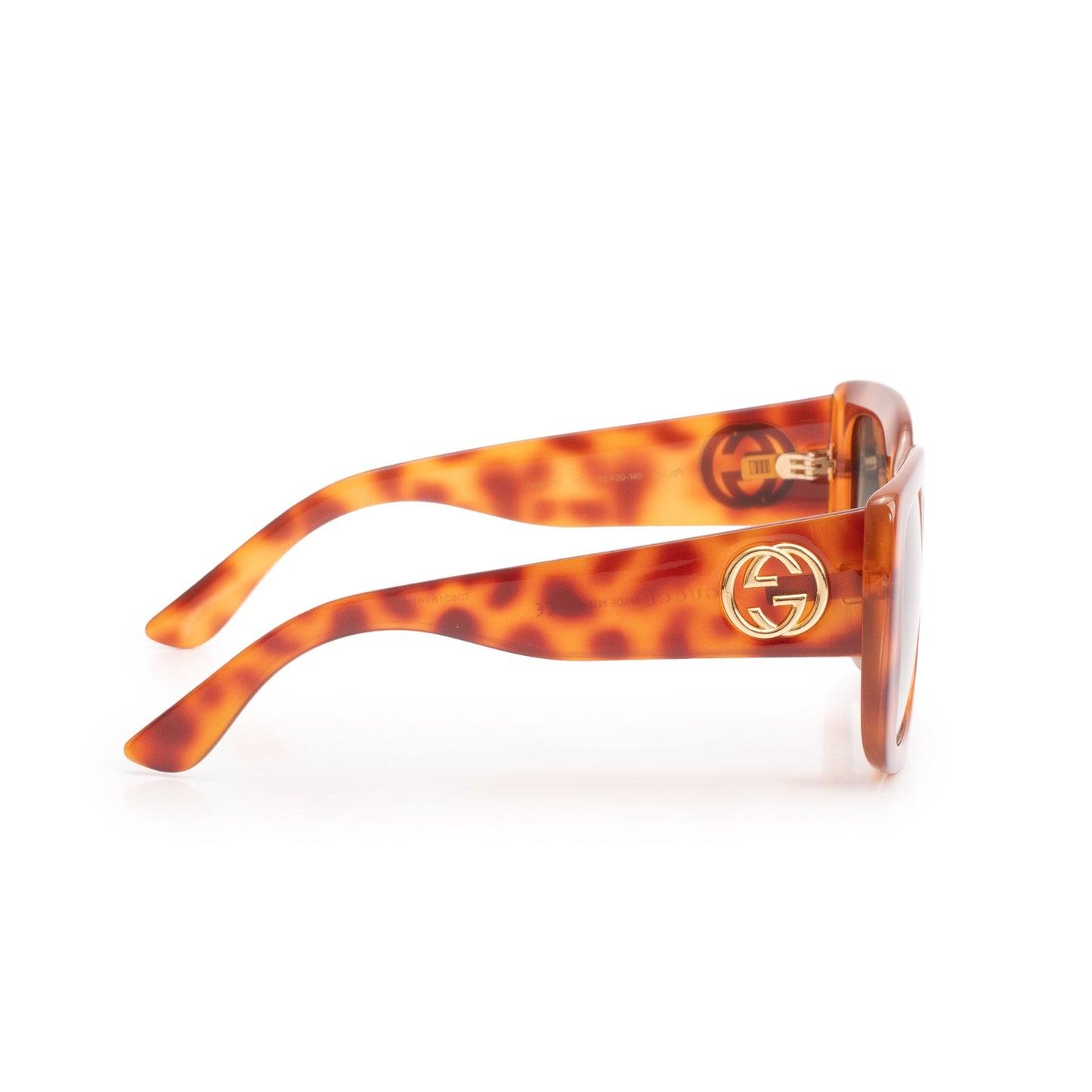 Gucci GG0141S Tortoise Acetate GG Logo Square Frame Sunglasses
