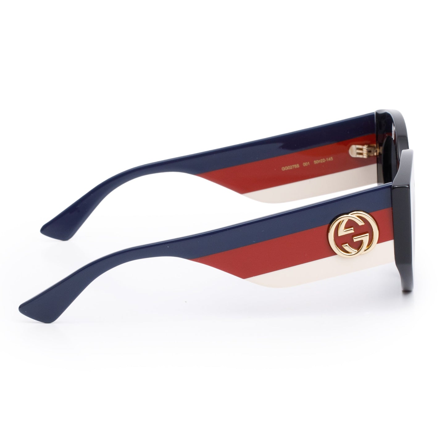 Gucci GG0275S Black & Web Acetate Interlocking G Cat-Eye Sunglasses