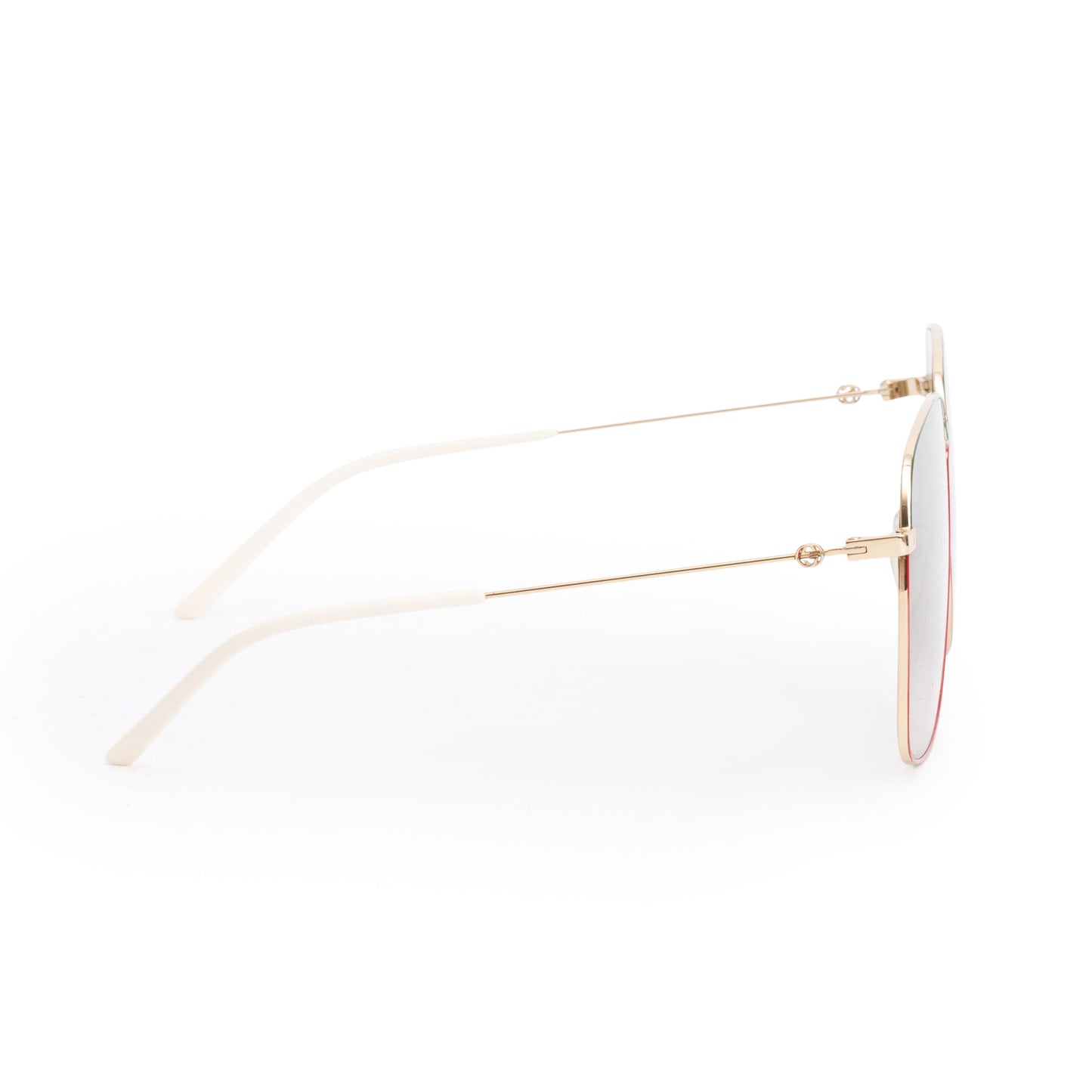 Gucci GG0394S Gold Tone Web White Acetate Oversize Square Sunglasses