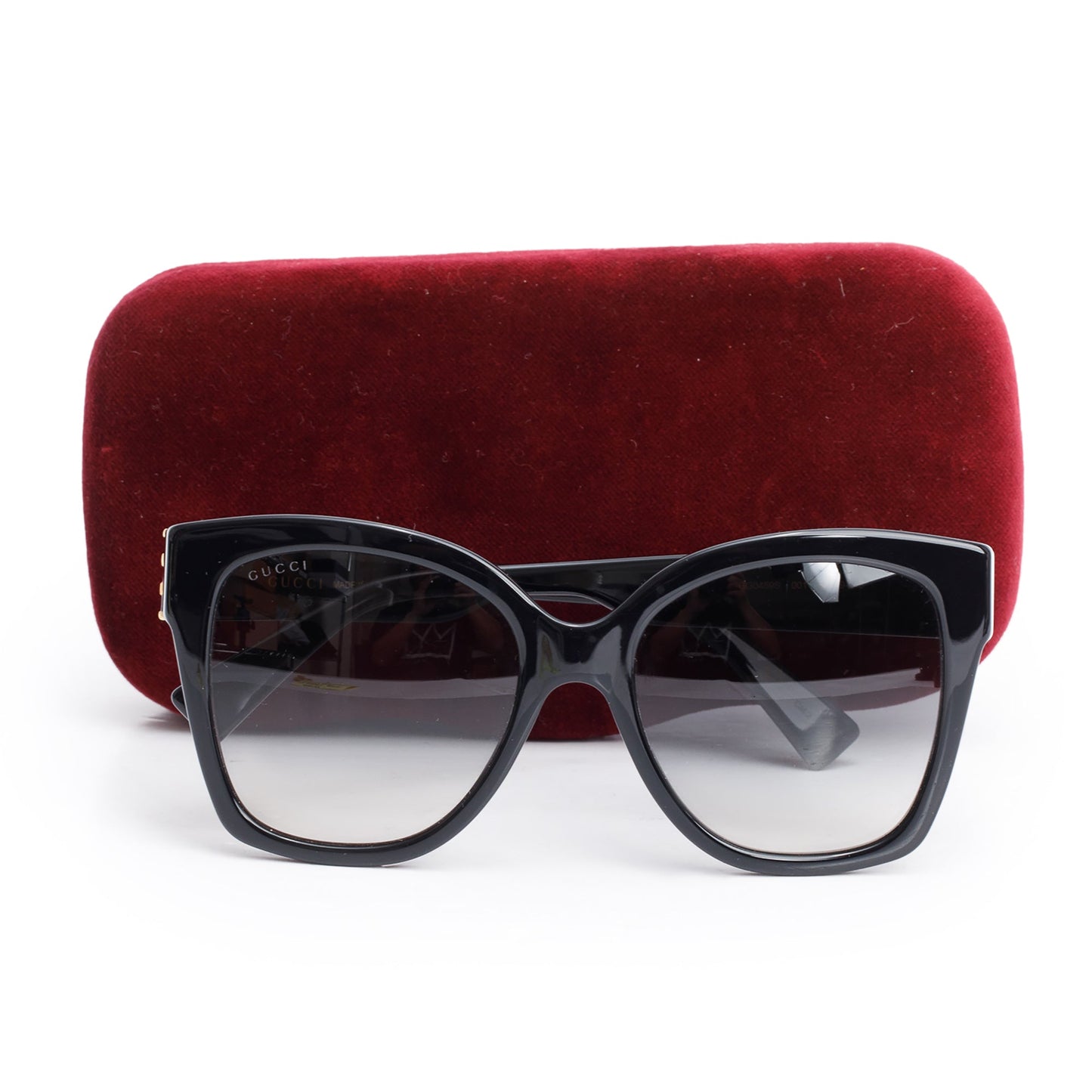 Gucci GG0469S Black Acetate Webi Accent Oversize Square Sunglasses