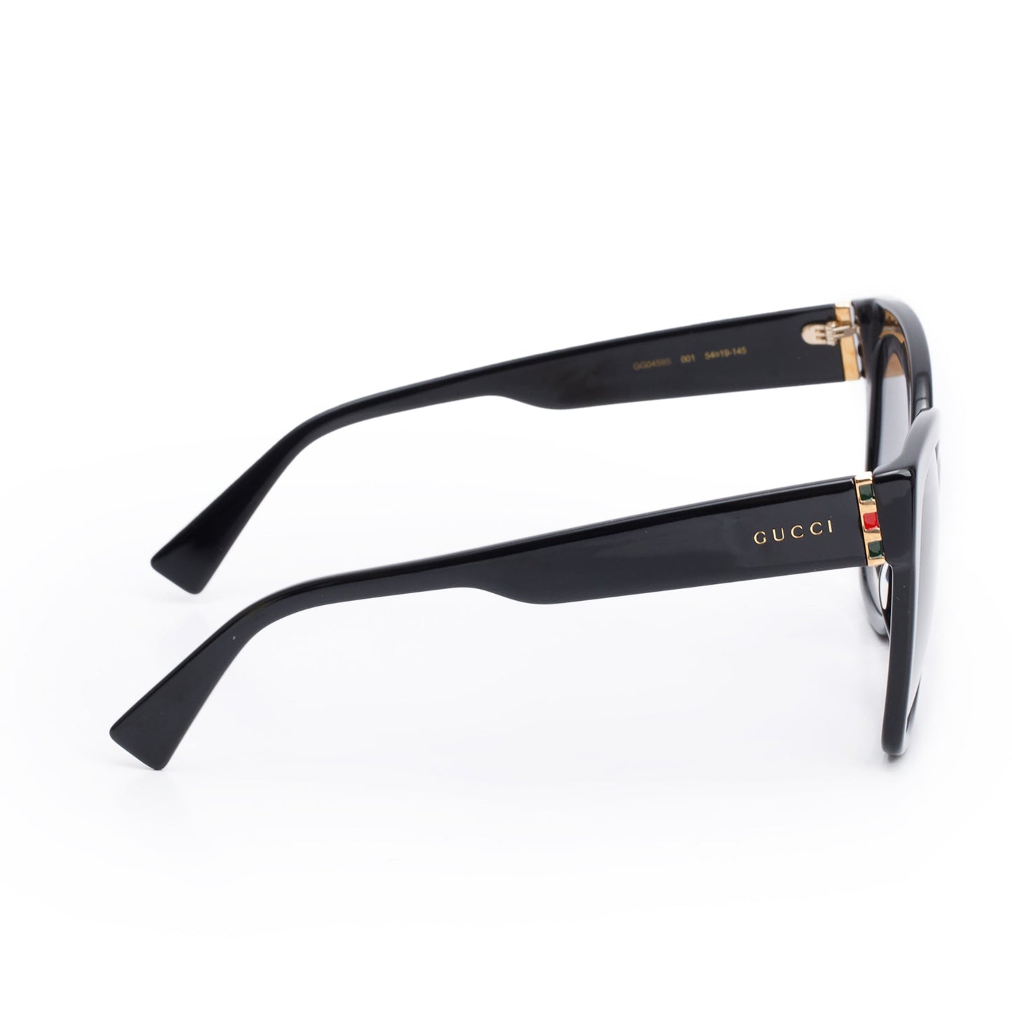 Gucci GG0469S Black Acetate Webi Accent Oversize Square Sunglasses