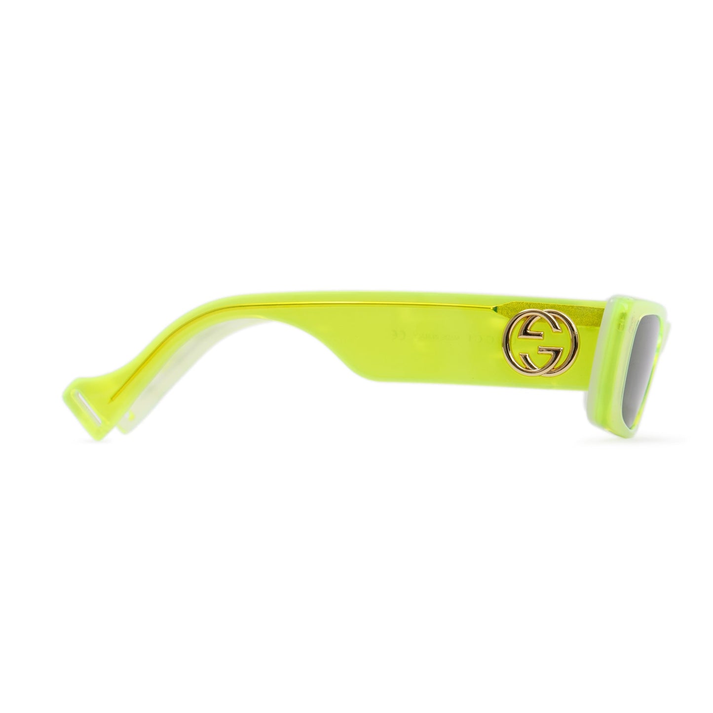 Gucci GG0516S Fluorescent Yellow Acetate Rectangular Sunglasses