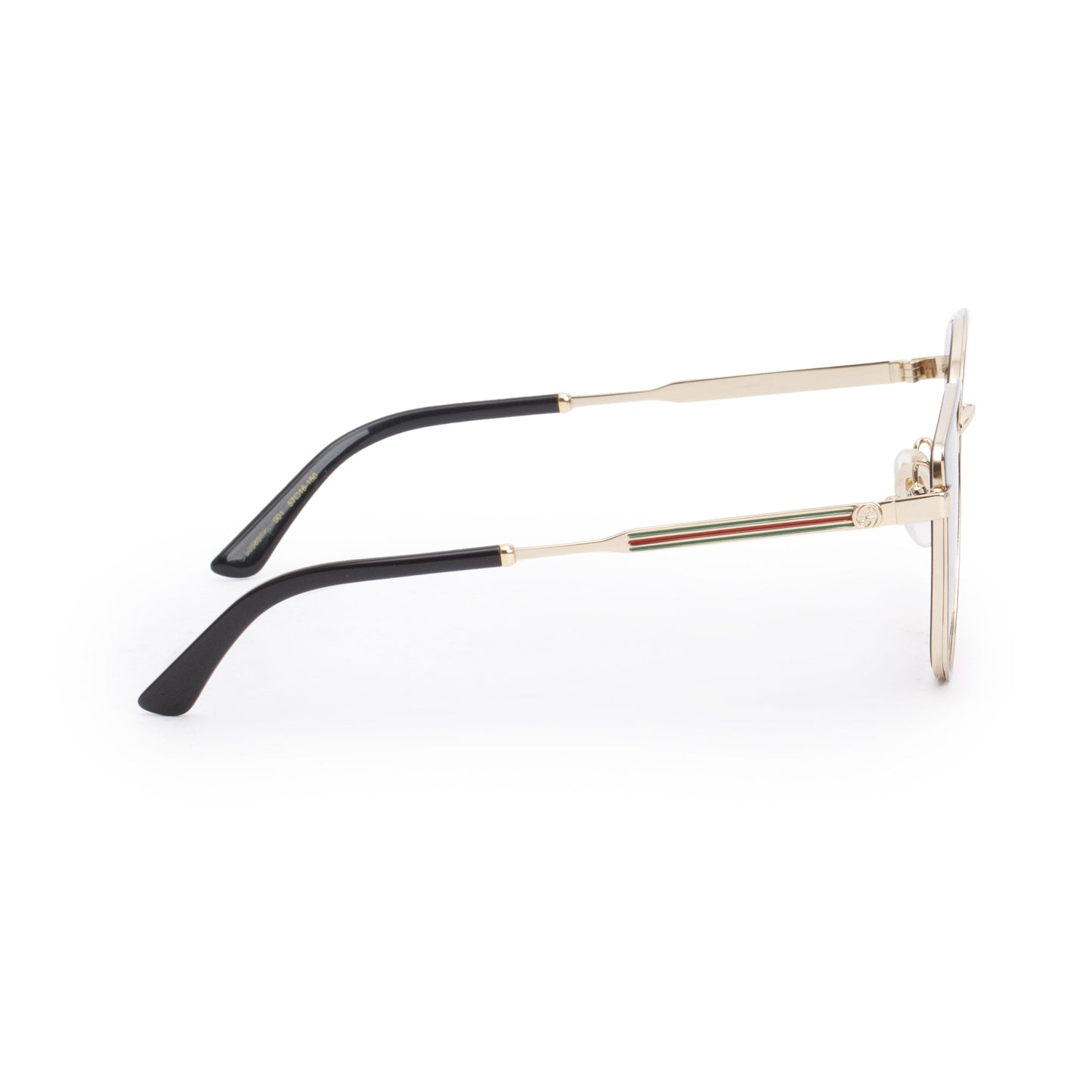 Gucci GG0589SK Gold Tone Web Black Acetate Cat-Eye Sunglasses