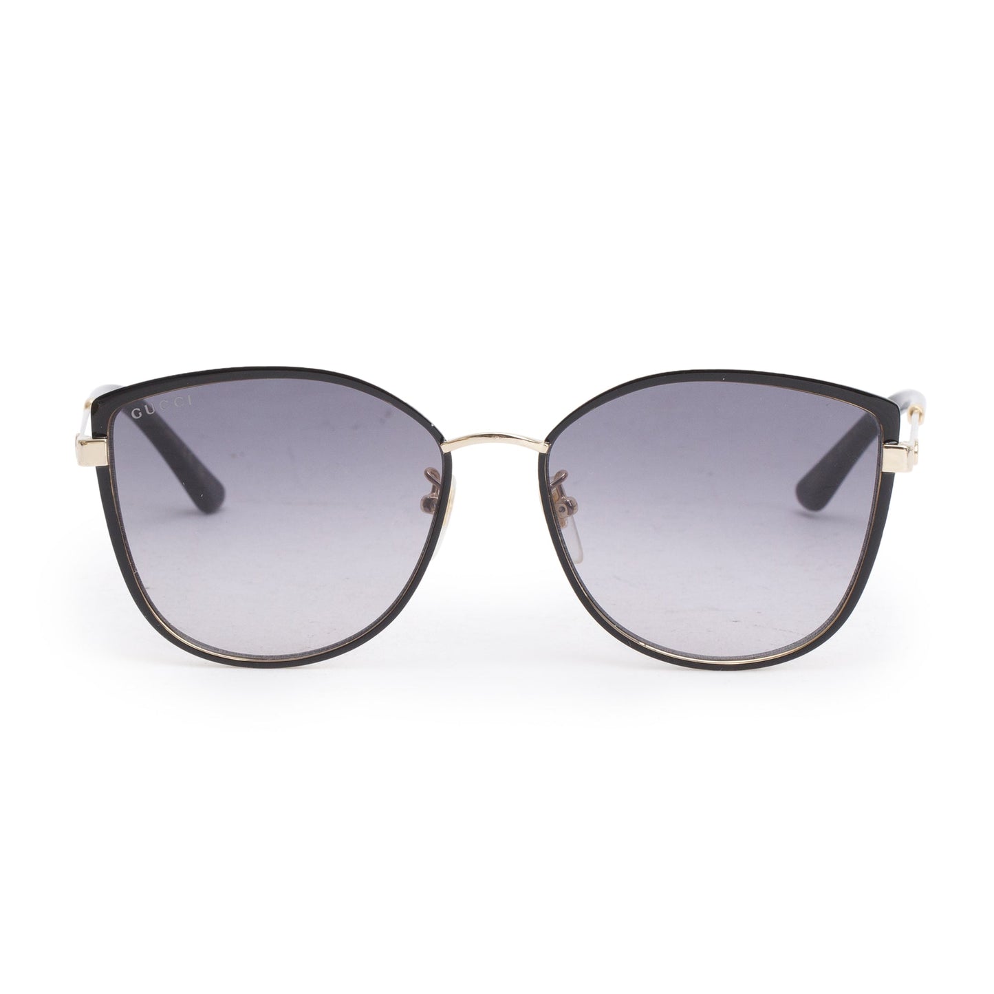 Gucci GG0589SK Gold Tone Web Black Acetate Cat-Eye Sunglasses
