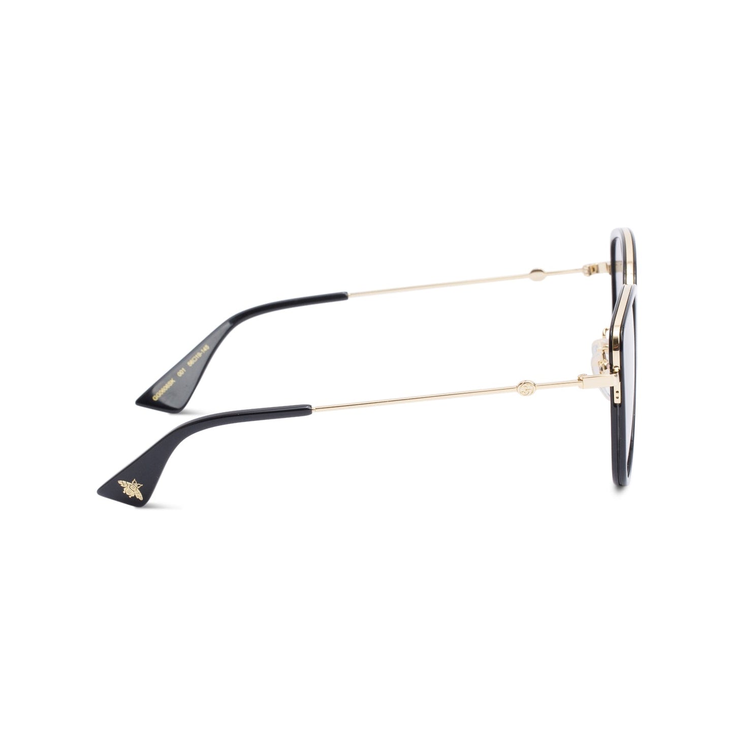 Gucci GG0606SK Gold Tone Black Acetate Cat-Eye Sunglasses