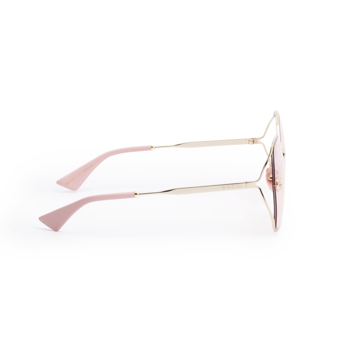 Gucci GG0818SA Pink Acetate Gold Tone GG Logo Geometric Sunglasses