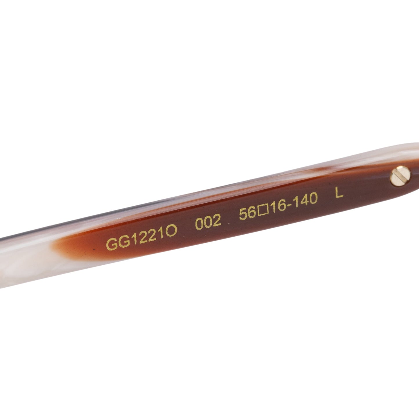 Gucci GG12210 Gold-Tone Metal Brown Acetate Frameless Rectangular Eyeglasses