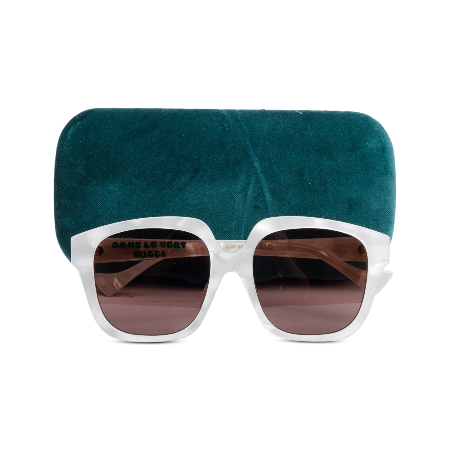 Gucci GG1376SA White Acetate 'Dans Le Vert Gucci' Square Sunglasses
