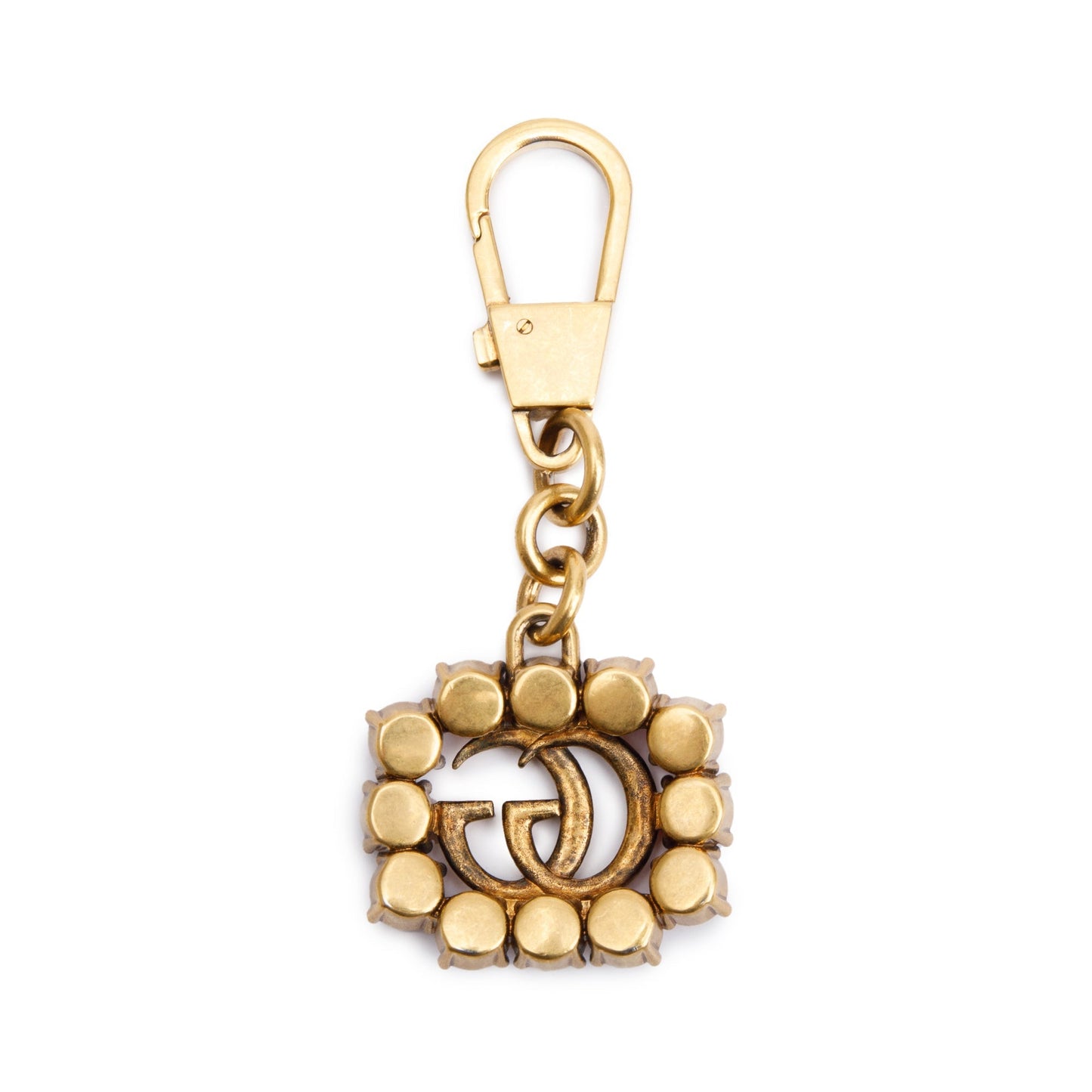 Gucci Gold Plated Crystal Double G Key Chain