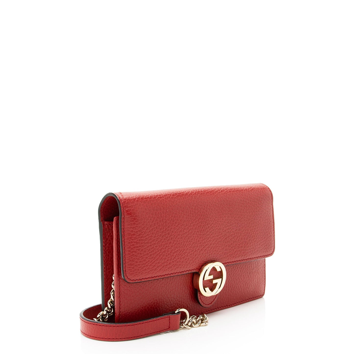 Gucci Grained Calfskin Interlocking G Chain Wallet