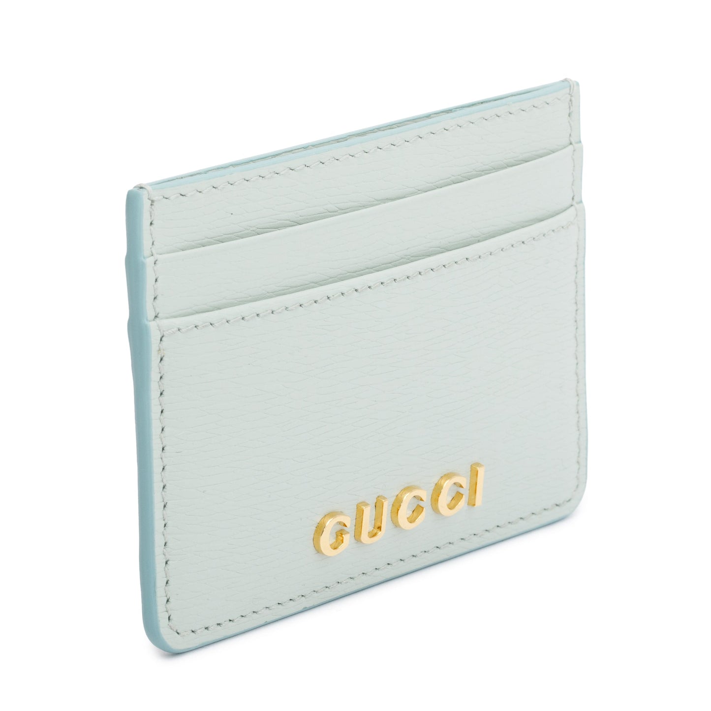 Gucci Green Calfskin Leather Card Case with Gucci Script