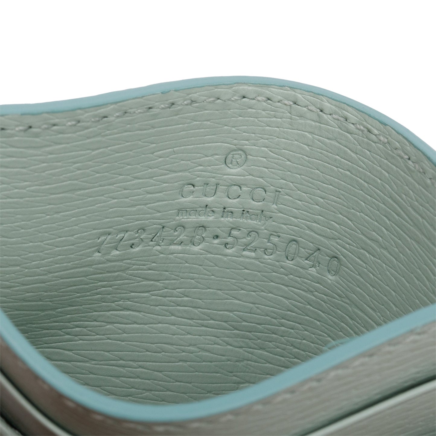 Gucci Green Calfskin Leather Card Case with Gucci Script
