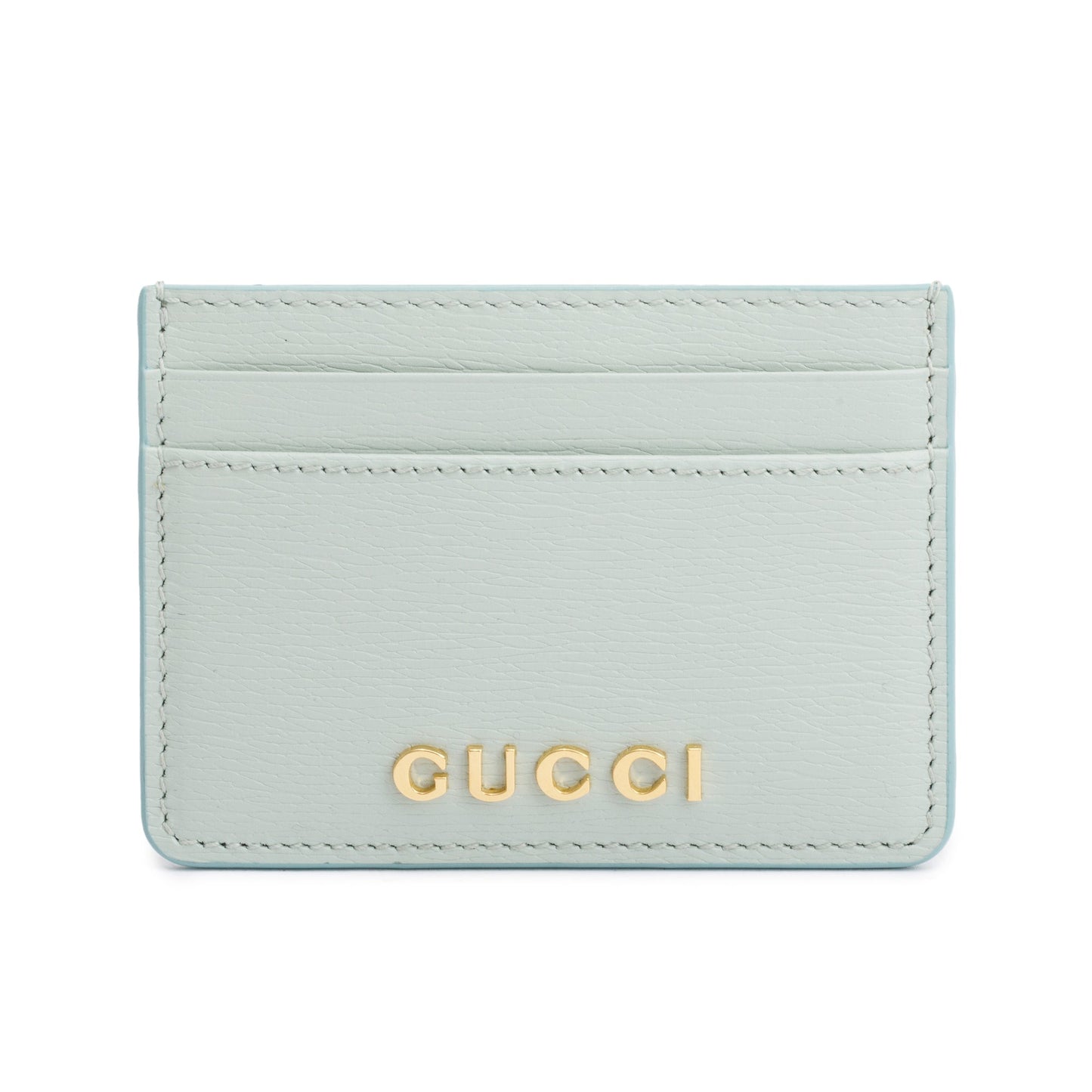 Gucci Green Calfskin Leather Card Case with Gucci Script