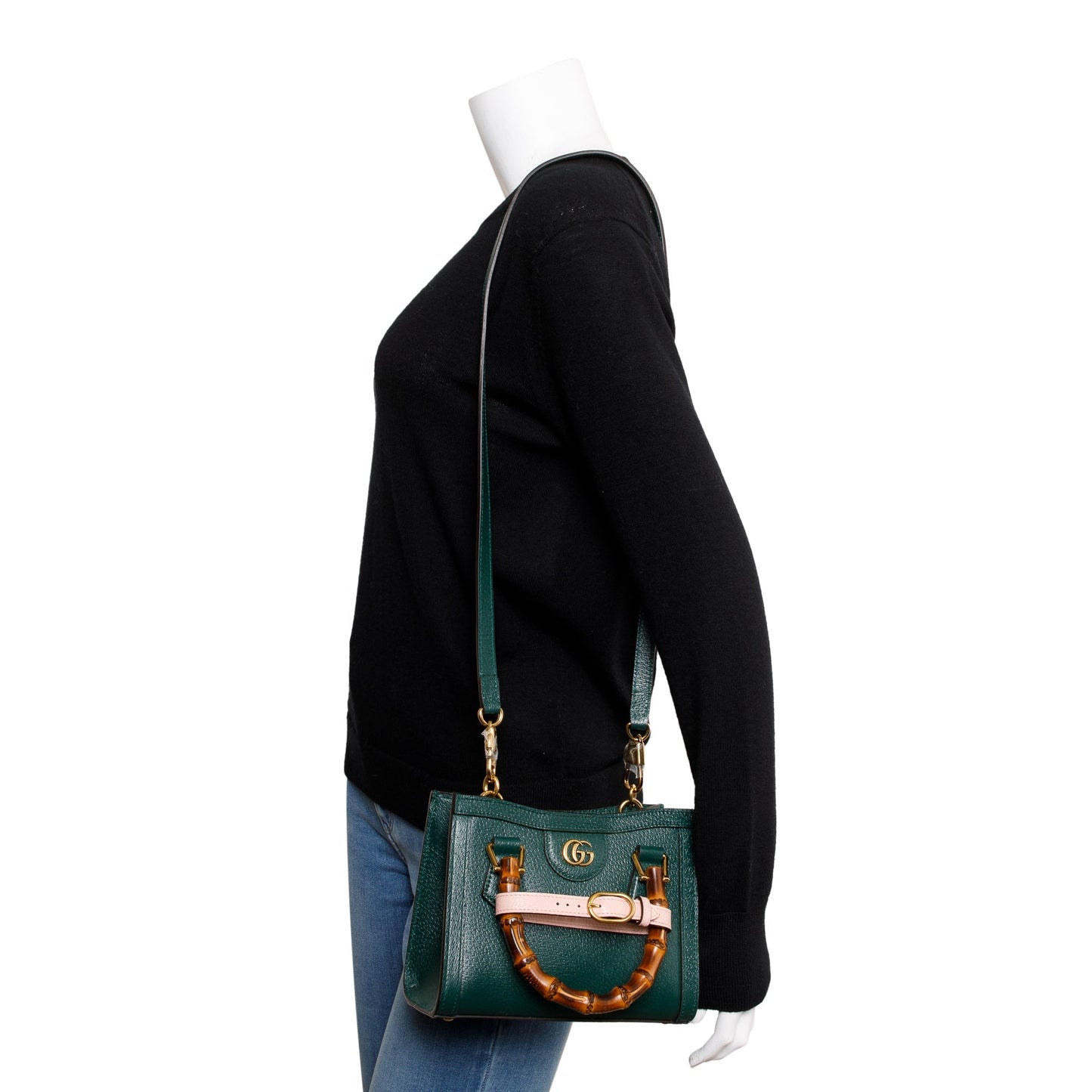 Gucci Green Calfskin Leather Diana Mini Tote Bag