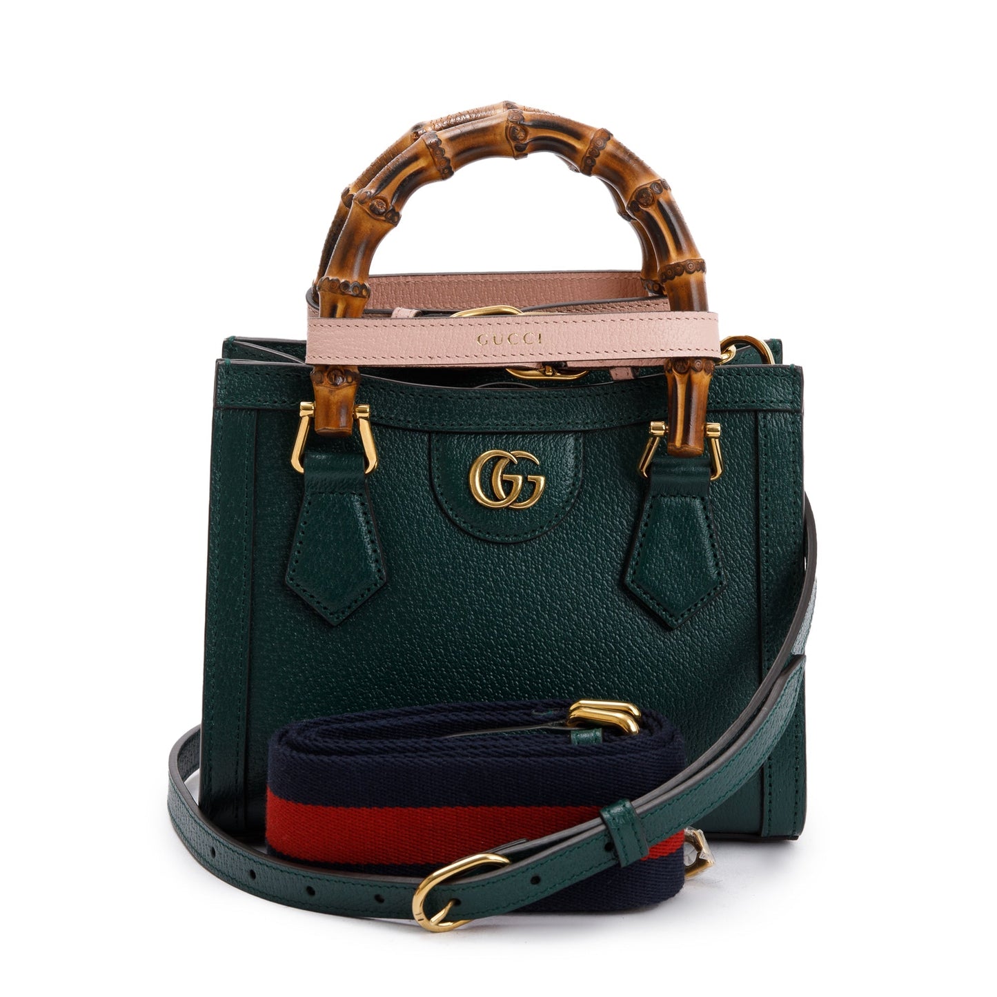 Gucci Green Calfskin Leather Diana Mini Tote Bag