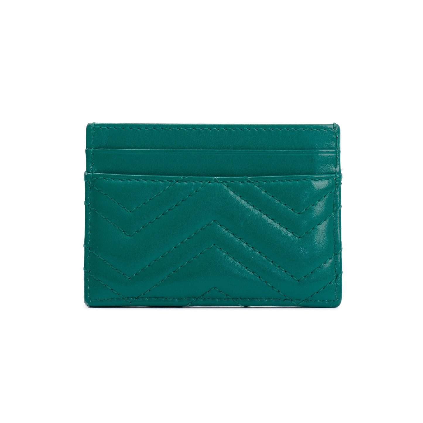 Gucci Green Calfskin Leather GG Marmont Card Holder