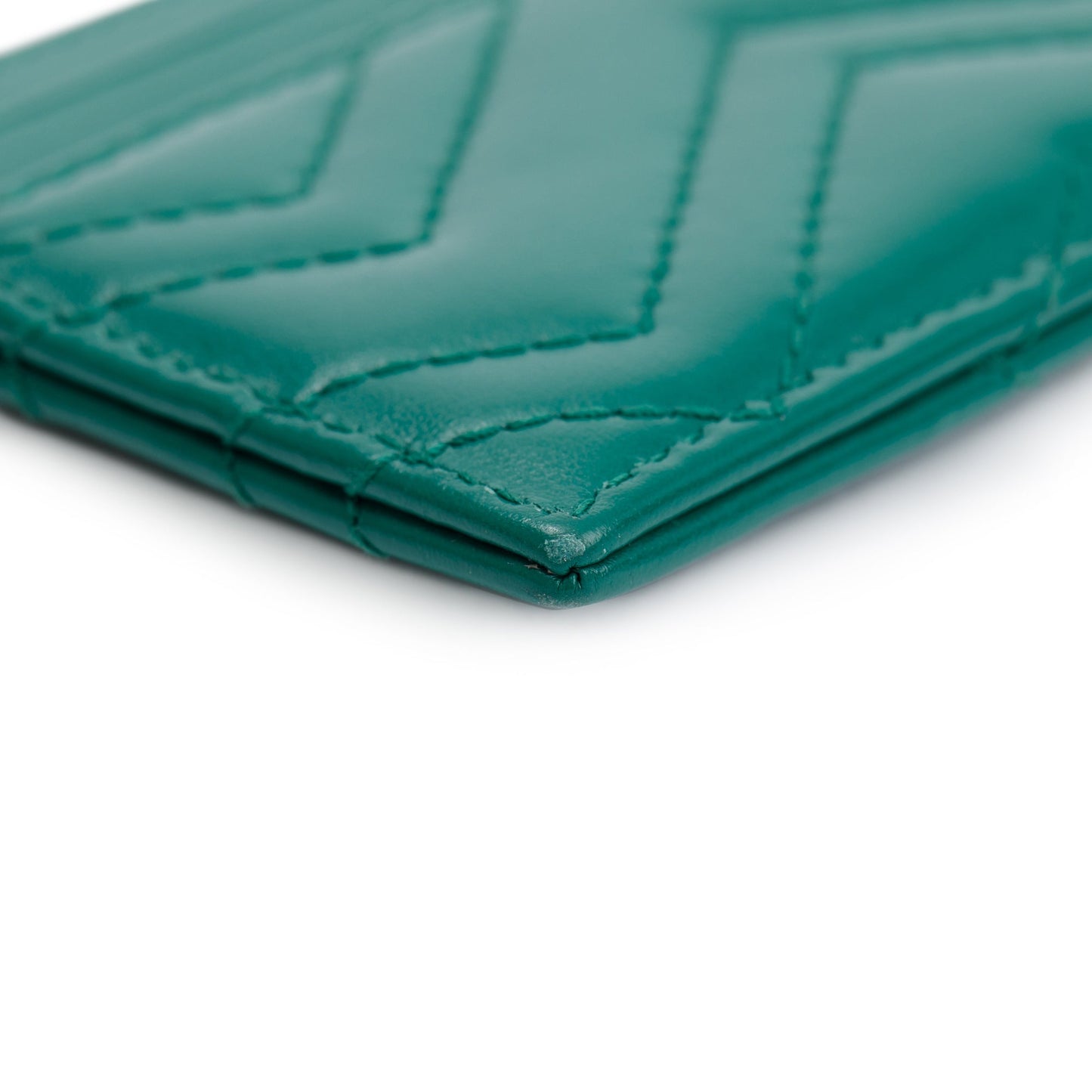 Gucci Green Calfskin Leather GG Marmont Card Holder