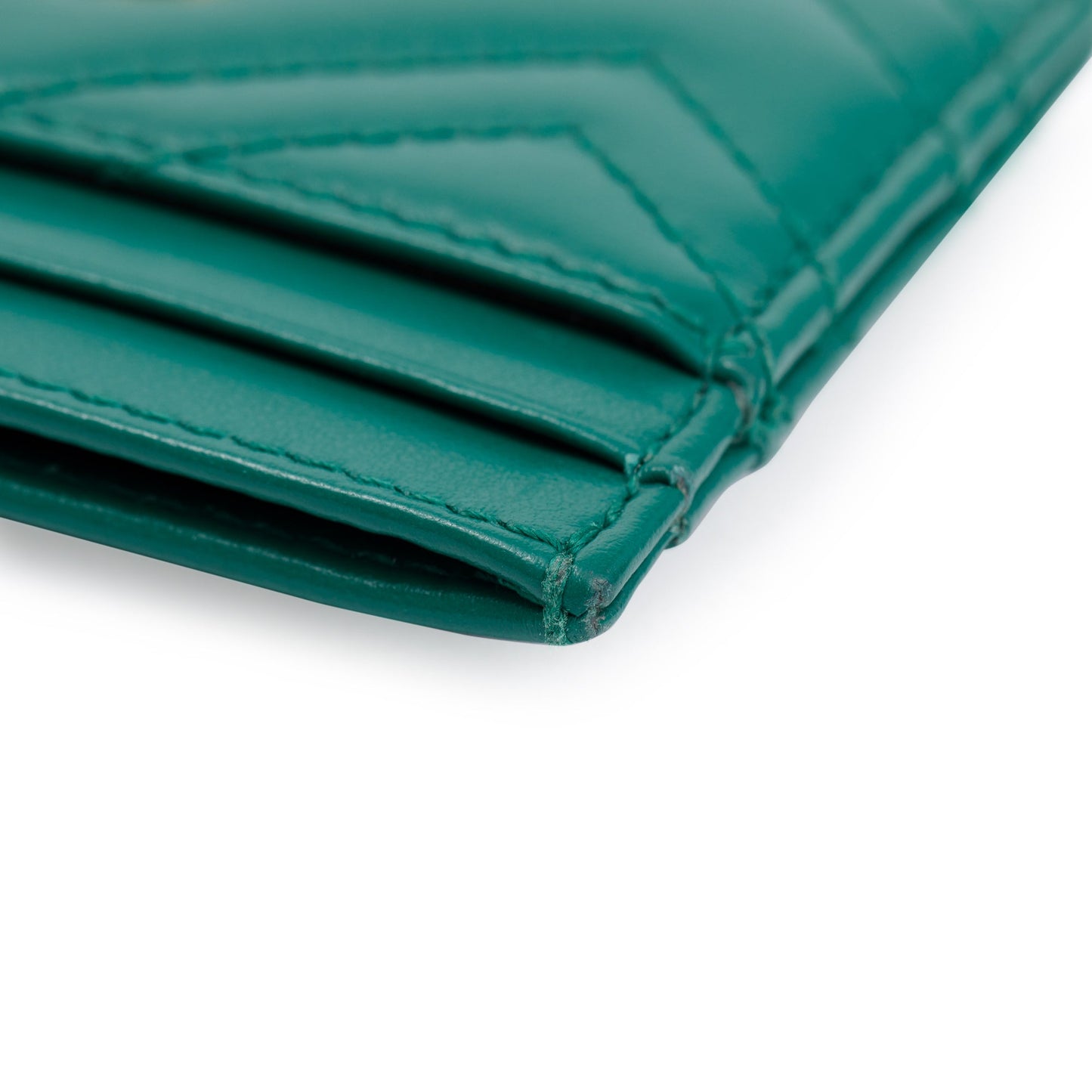 Gucci Green Calfskin Leather GG Marmont Card Holder