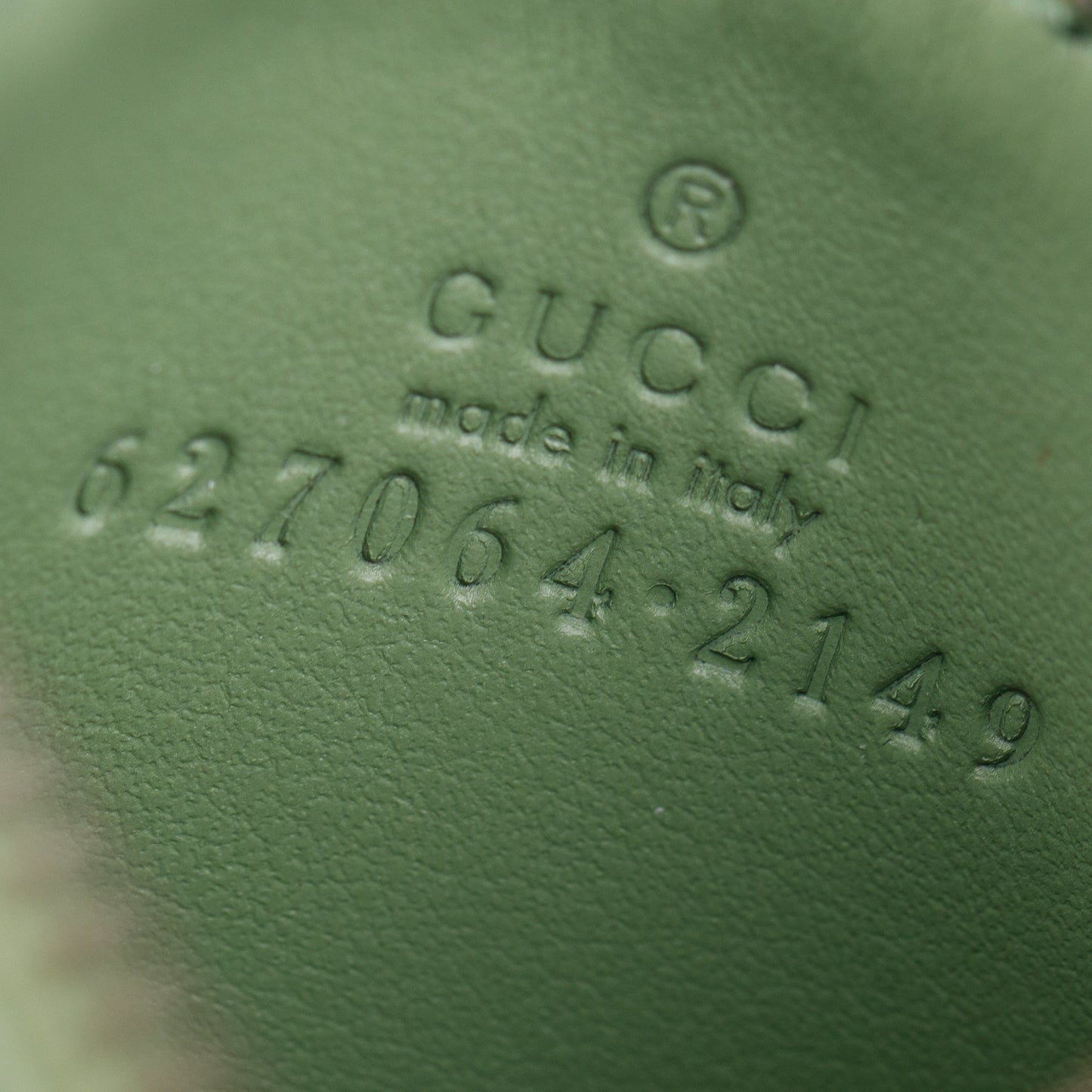 Gucci Green Calfskin Leather GG Marmont Keychain Wallet