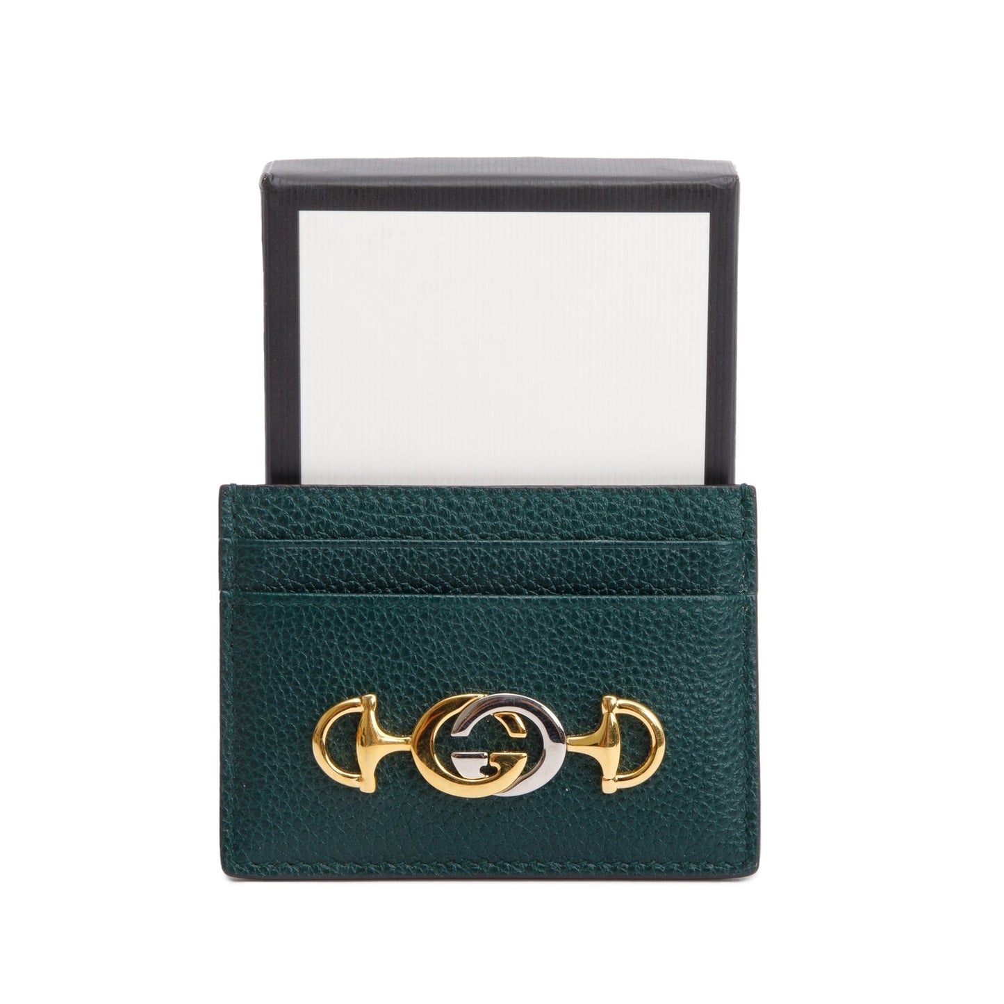 Gucci Green Grainy Leather Zumi Card Holder