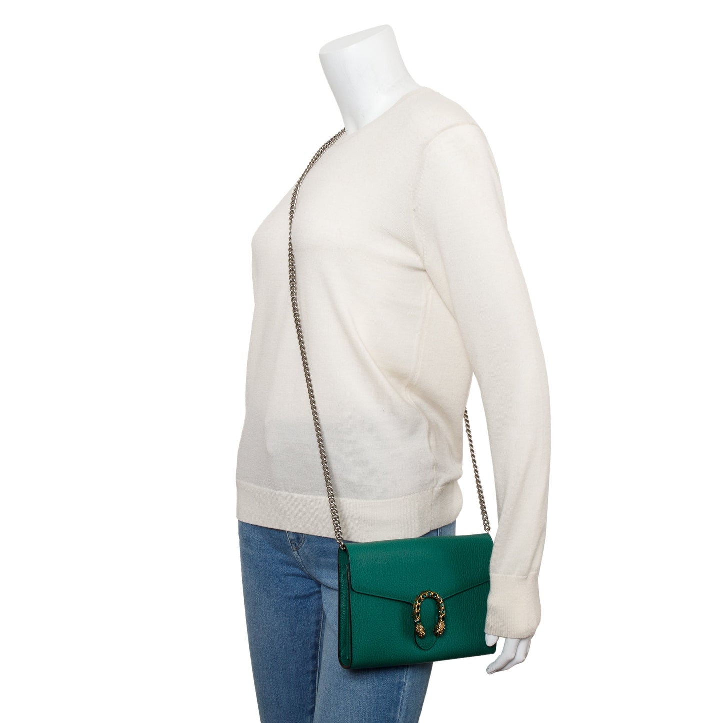 Gucci Green Leather Dionysus Mini Chain Wallet