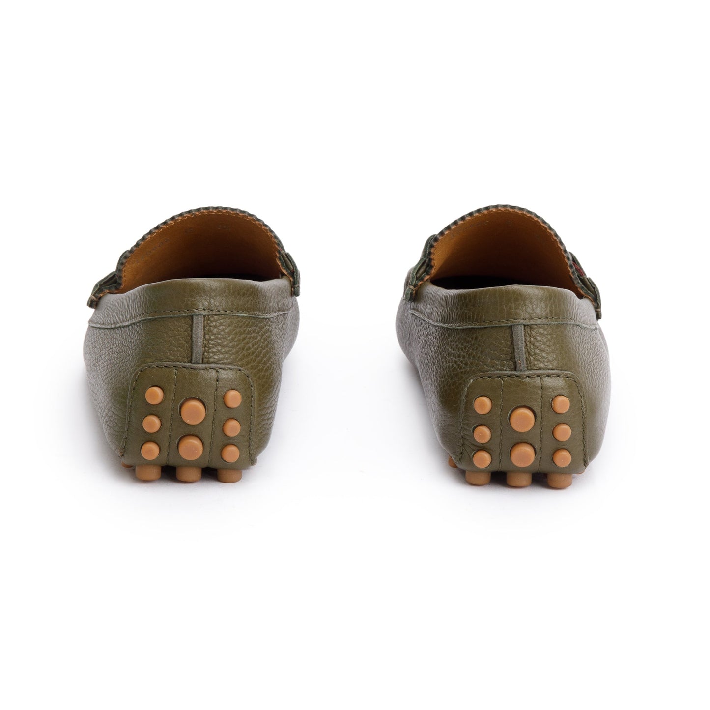Gucci Green Leather Web Horsebit Accent Loafers, Size 6.5