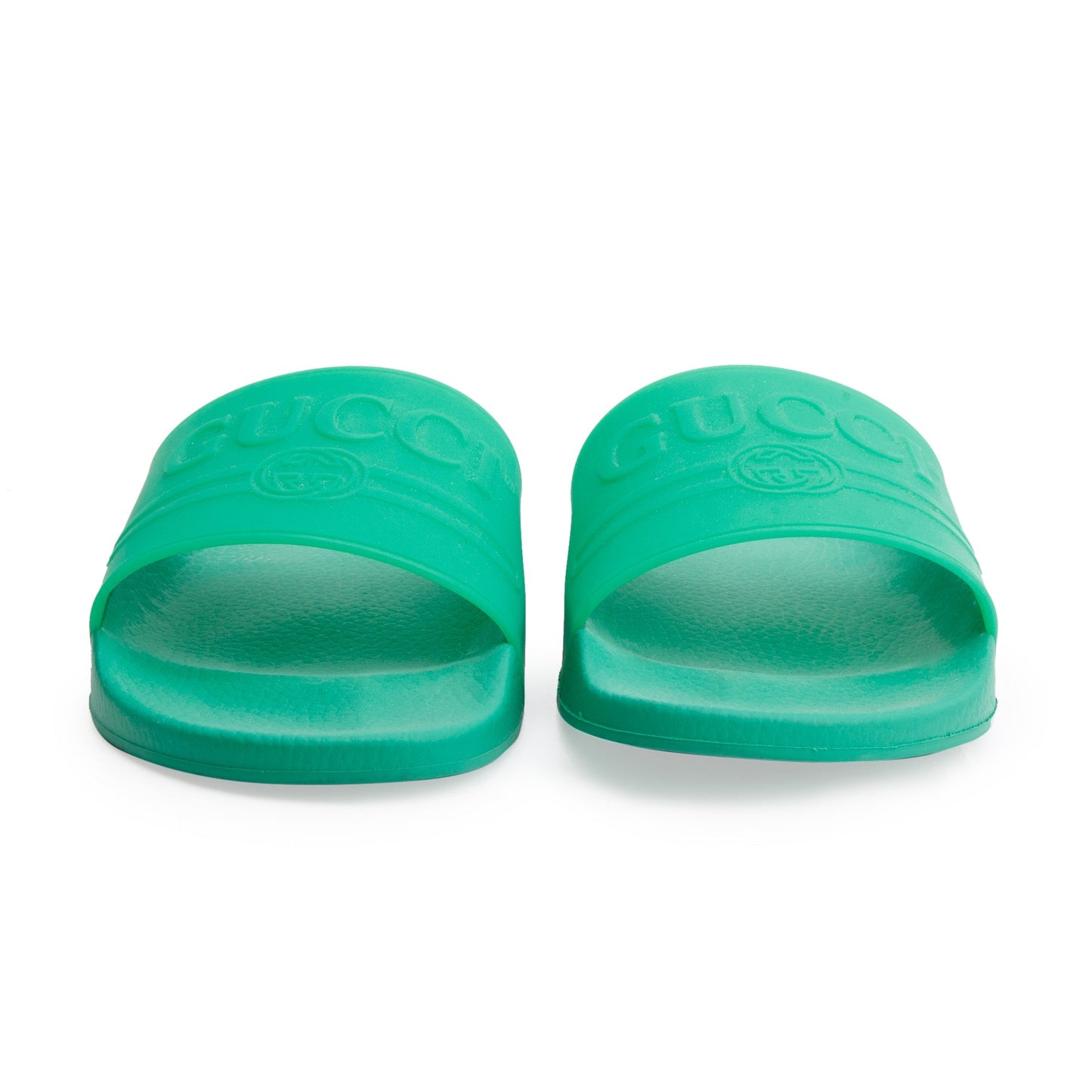 Gucci Green Rubber Interlocking G Logo Slides , Size 11