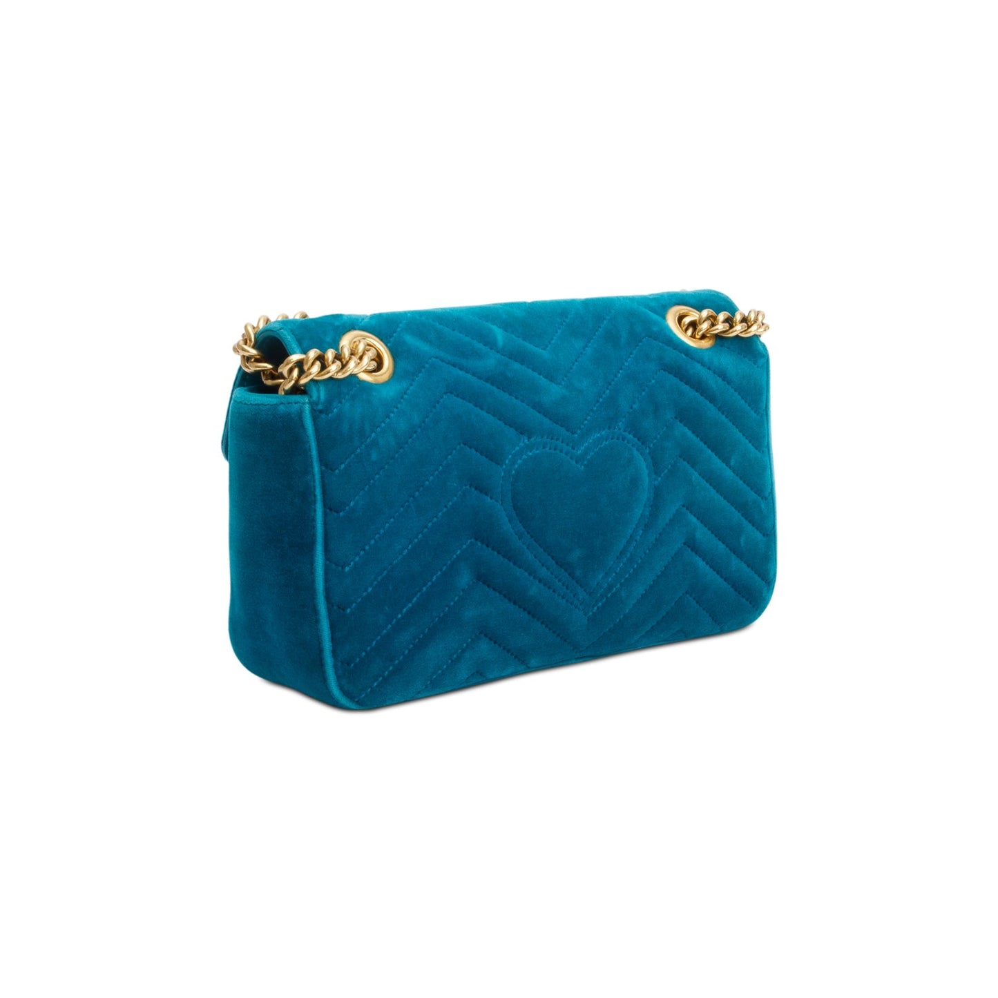 Gucci Green Velvet Matelasse GG Marmont Small Shoulder Bag