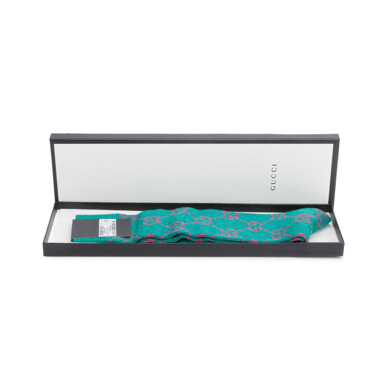Gucci Green/Pink Cotton Lame GG Long Socks, Size S