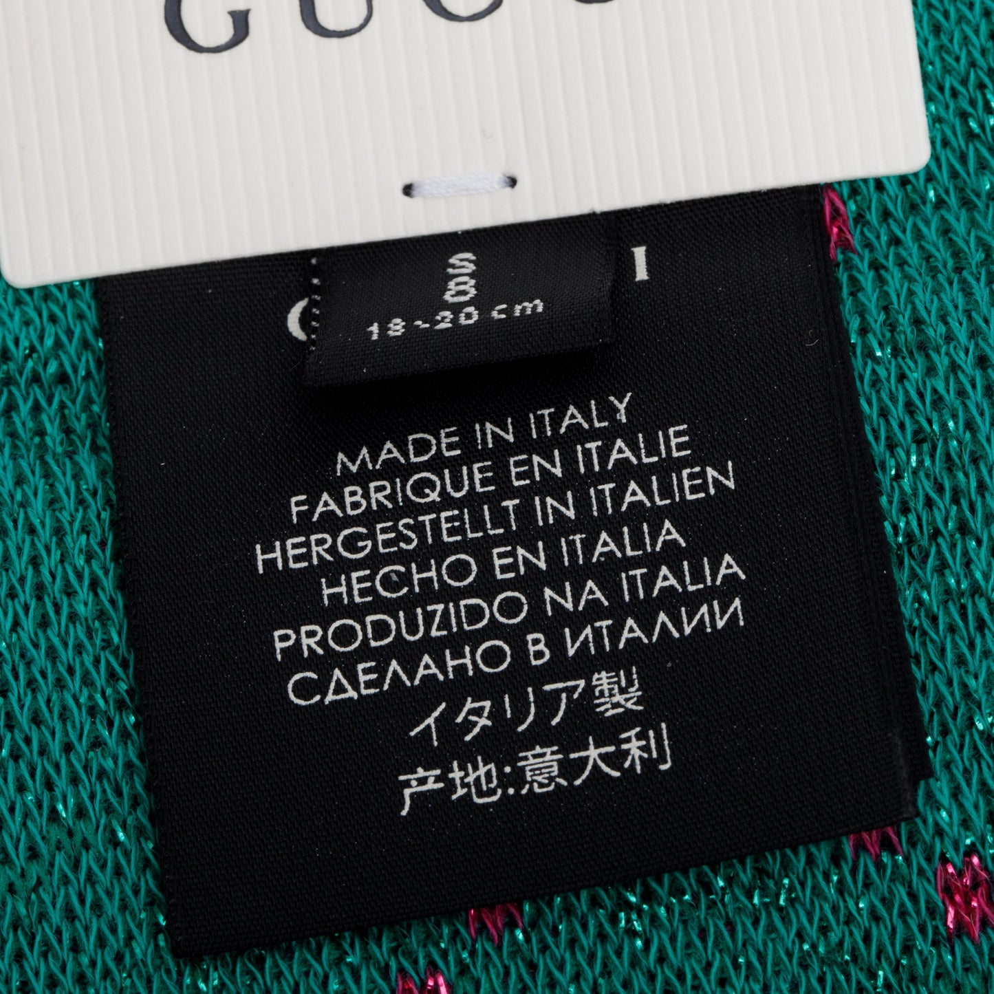 Gucci Green/Pink Cotton Lame GG Long Socks, Size S