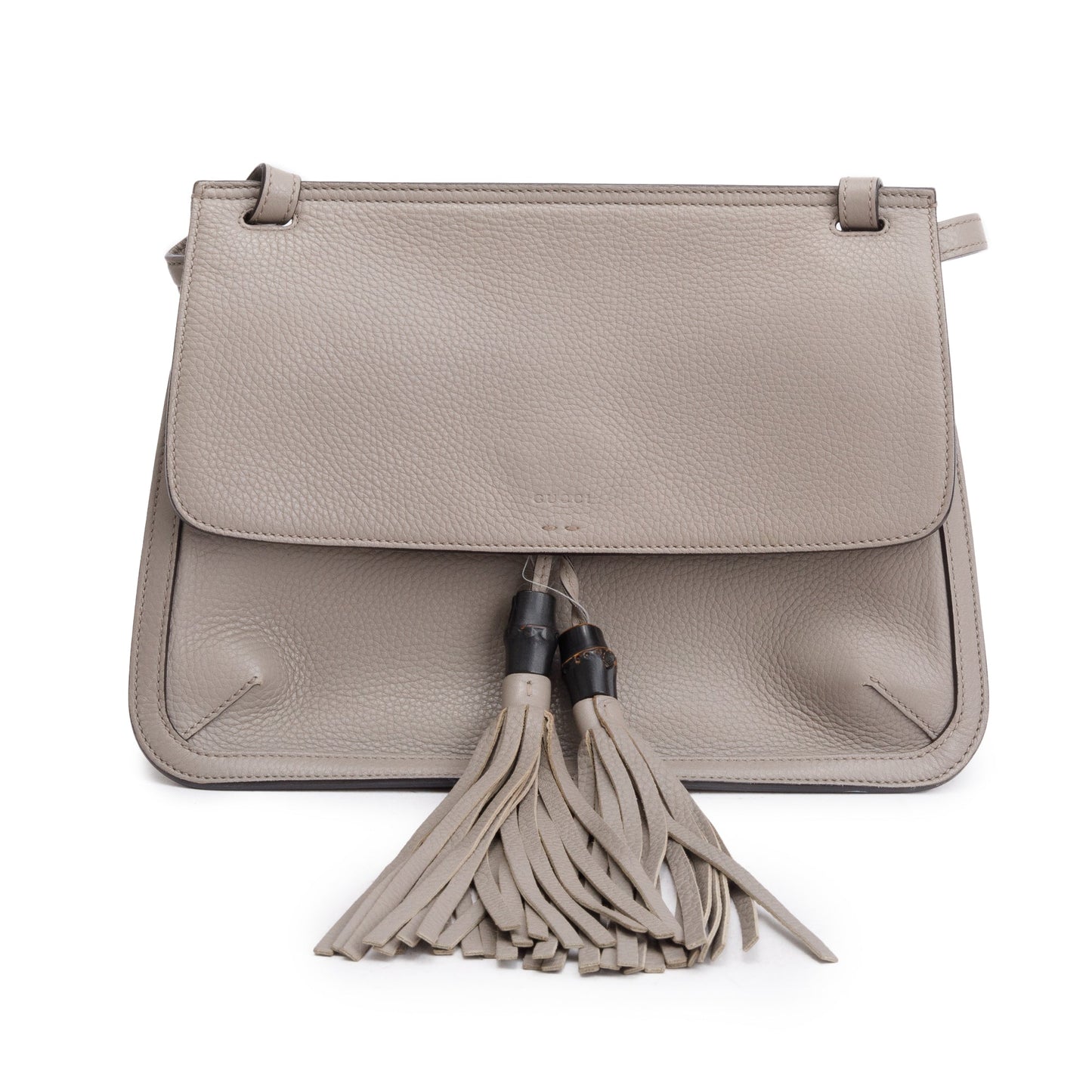Gucci Grey Calfskin Leather Medium Bamboo Daily Crossbody Bag