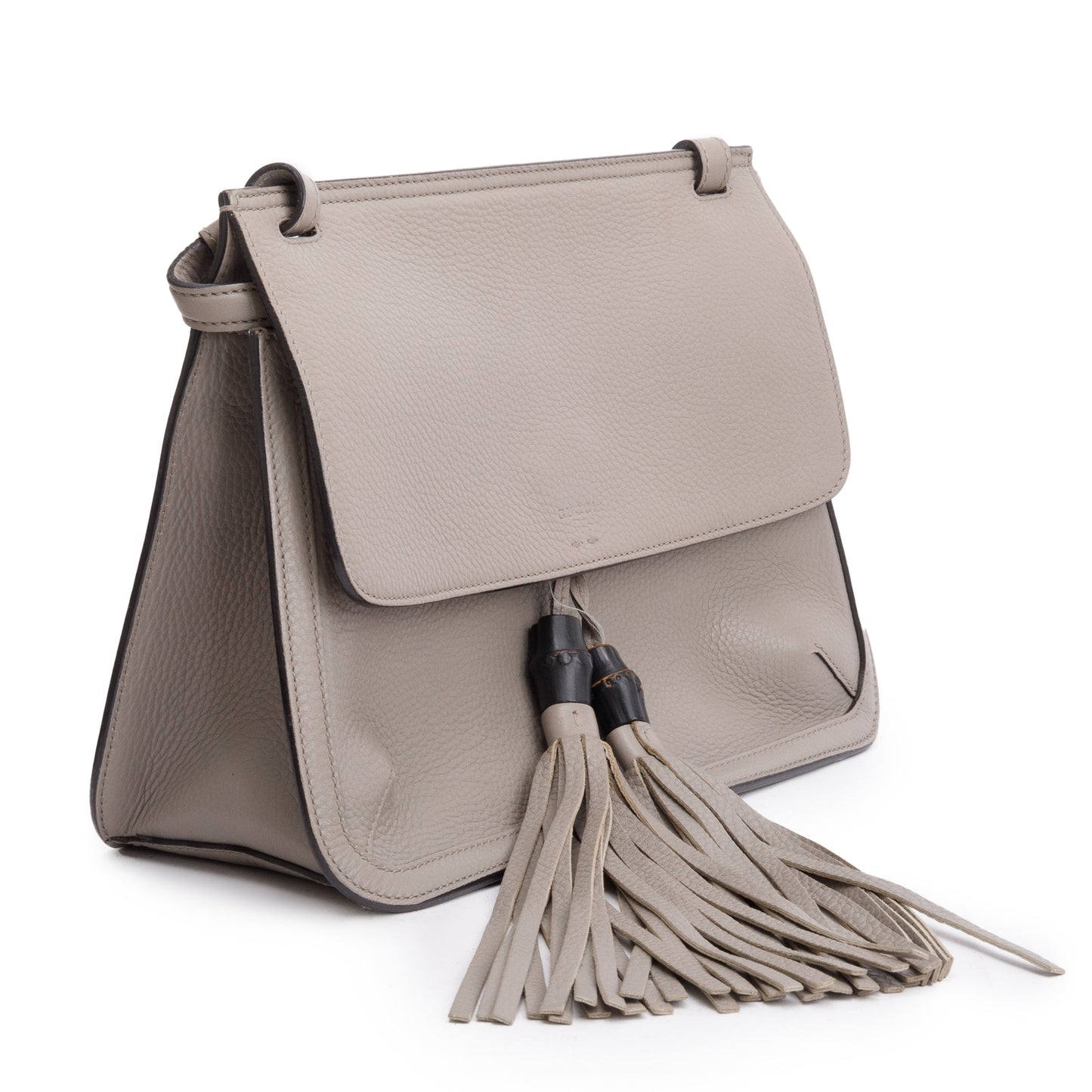 Gucci Grey Calfskin Leather Medium Bamboo Daily Crossbody Bag
