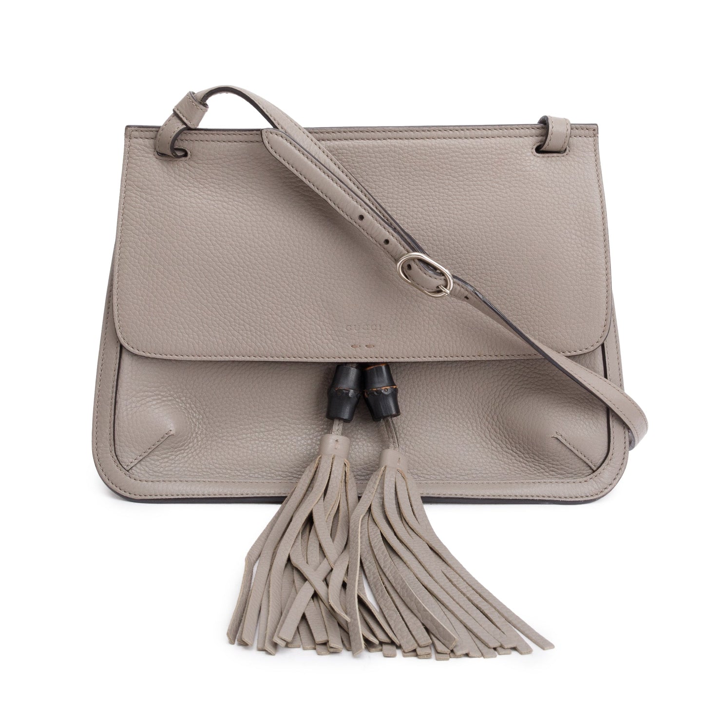 Gucci Grey Calfskin Leather Medium Bamboo Daily Crossbody Bag