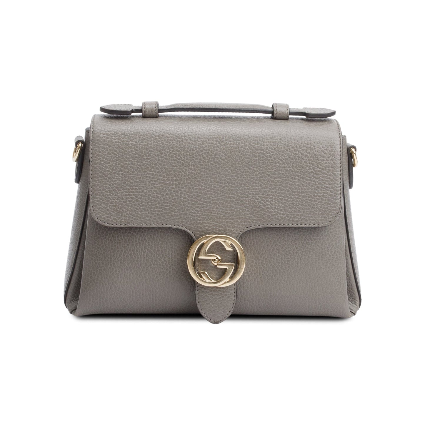 Gucci Grey Dollar Leather Interlocking G Top Handle Shoulder Bag