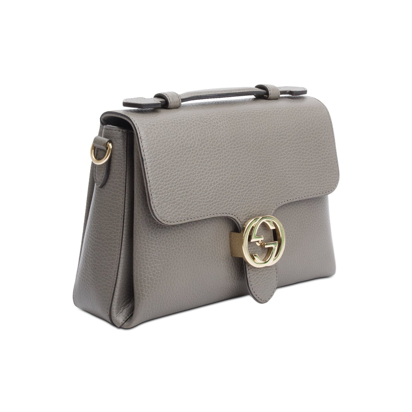 Gucci Grey Dollar Leather Interlocking G Top Handle Shoulder Bag