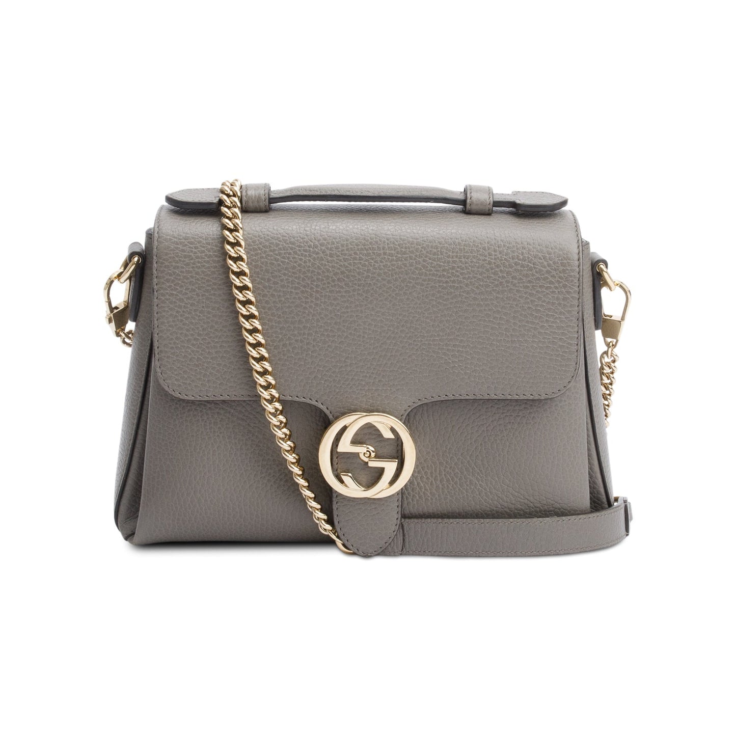 Gucci Grey Dollar Leather Interlocking G Top Handle Shoulder Bag