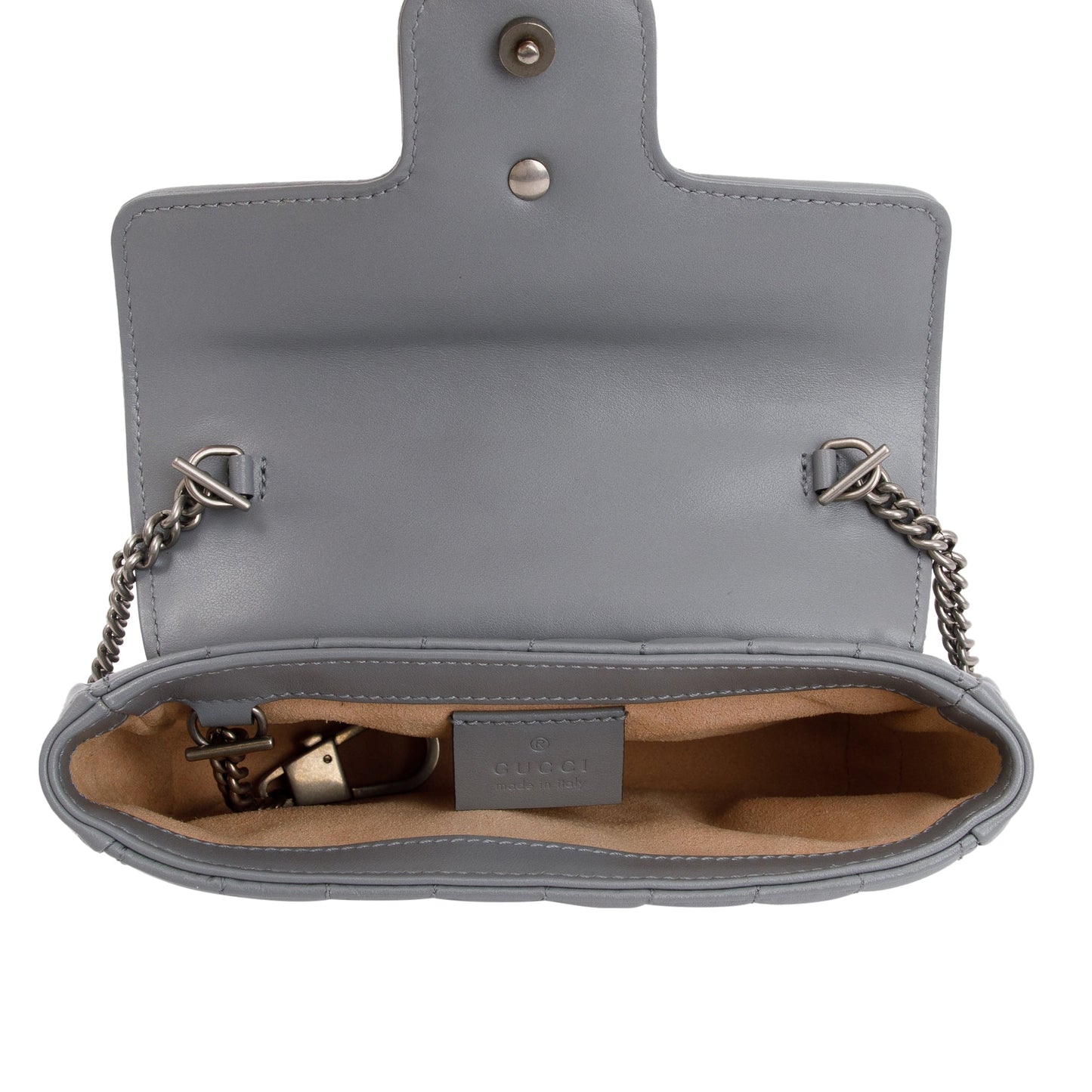 Gucci Grey GG Marmont Matelasse Leather Super Mini Bag
