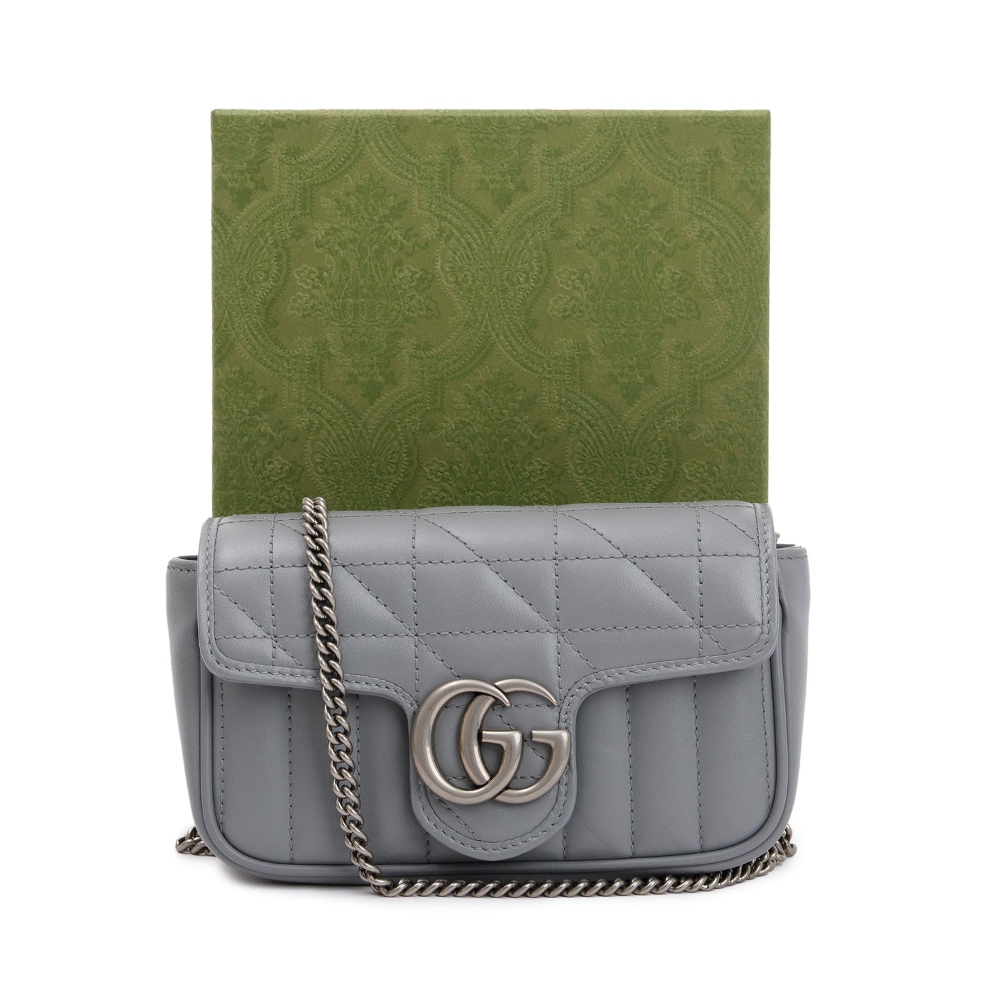 Gucci Grey GG Marmont Matelasse Leather Super Mini Bag