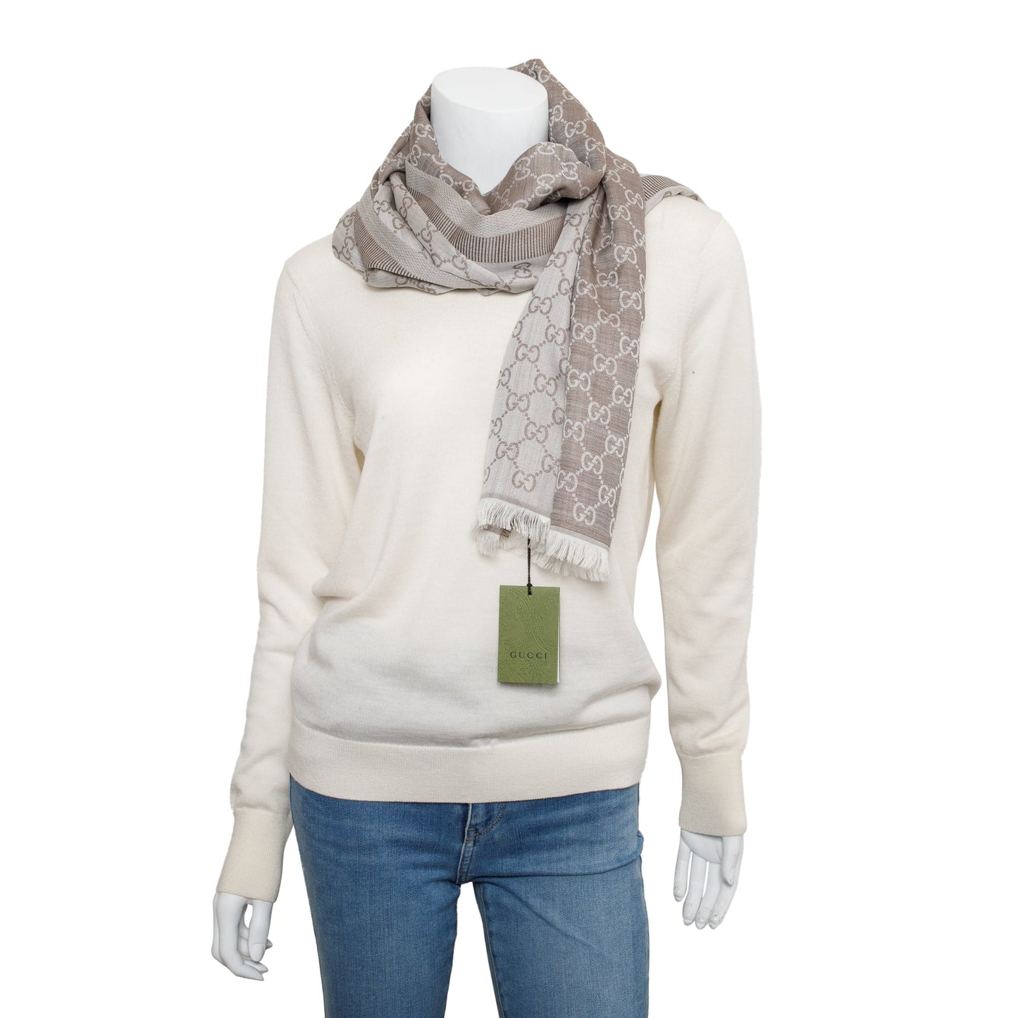 Gucci Grey Jacquard GG Silk Scarf