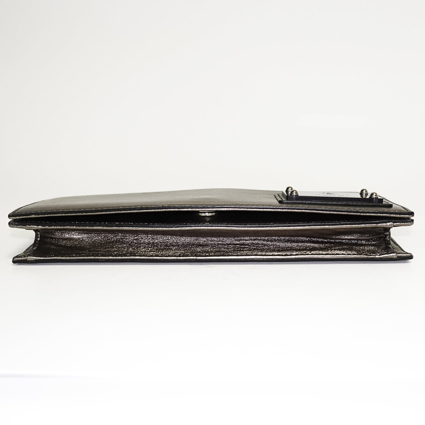 Gucci Grey Metallic Leather Clutch