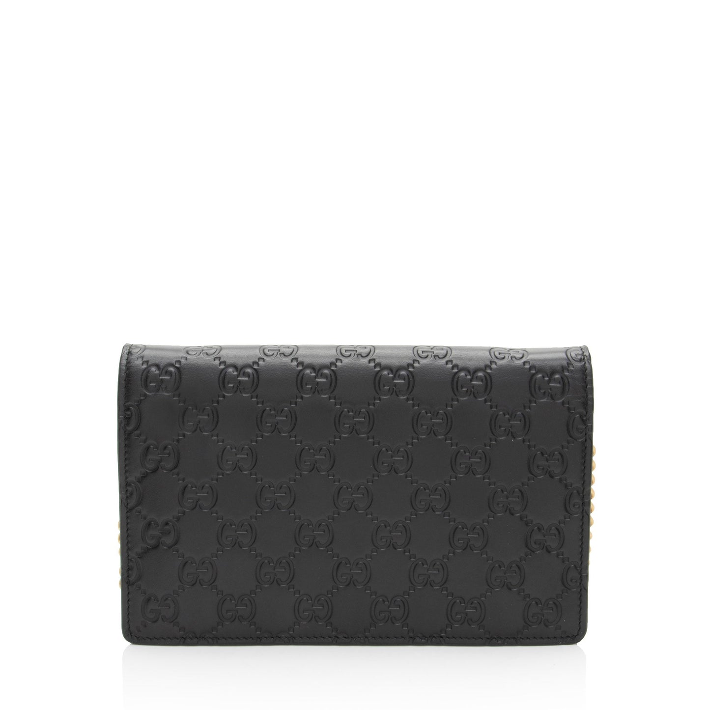 Gucci Guccissima Leather Crystal Cat Wallet on Chain