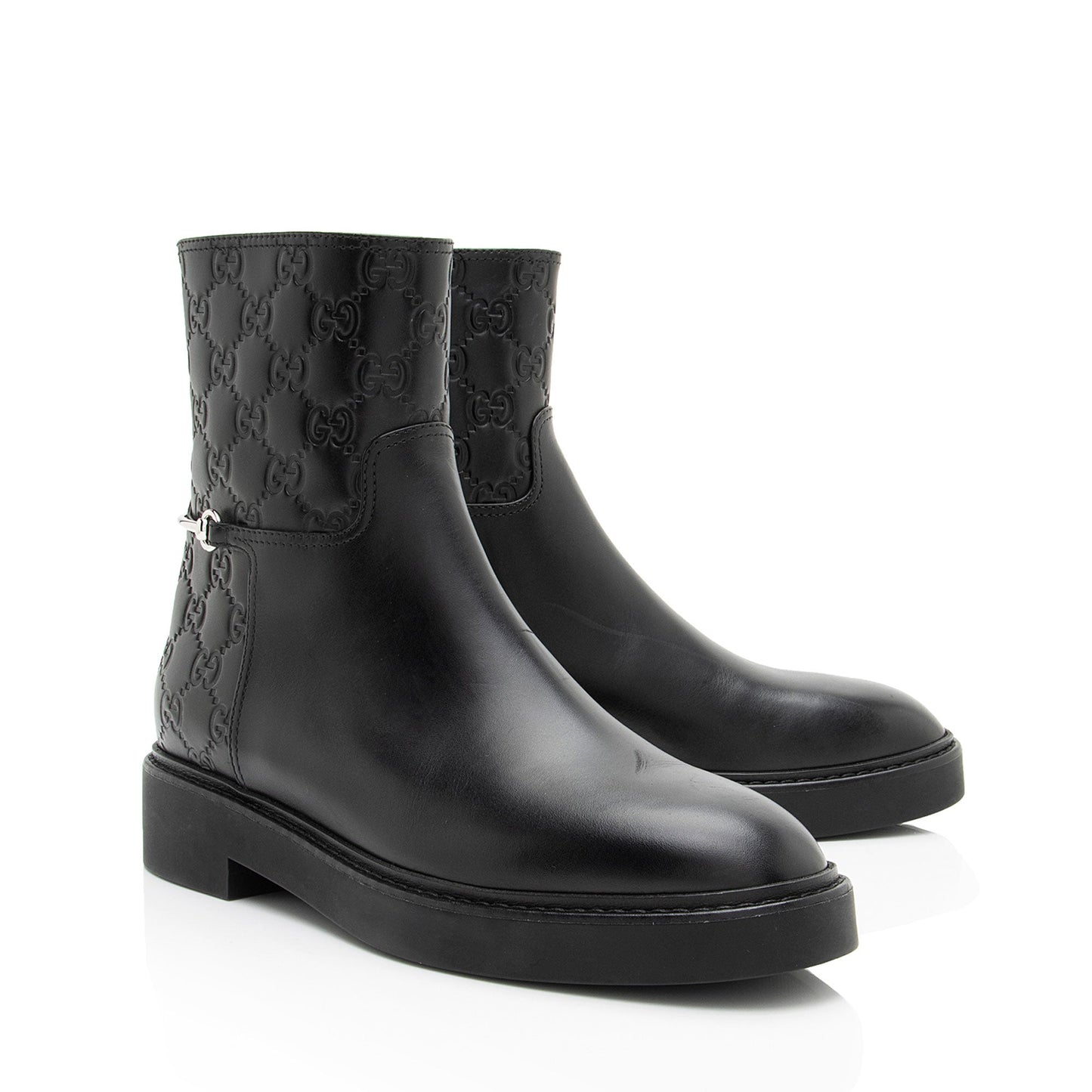 Gucci Guccissima Leather Horsebit Ankle Boots - Size 8 / 38