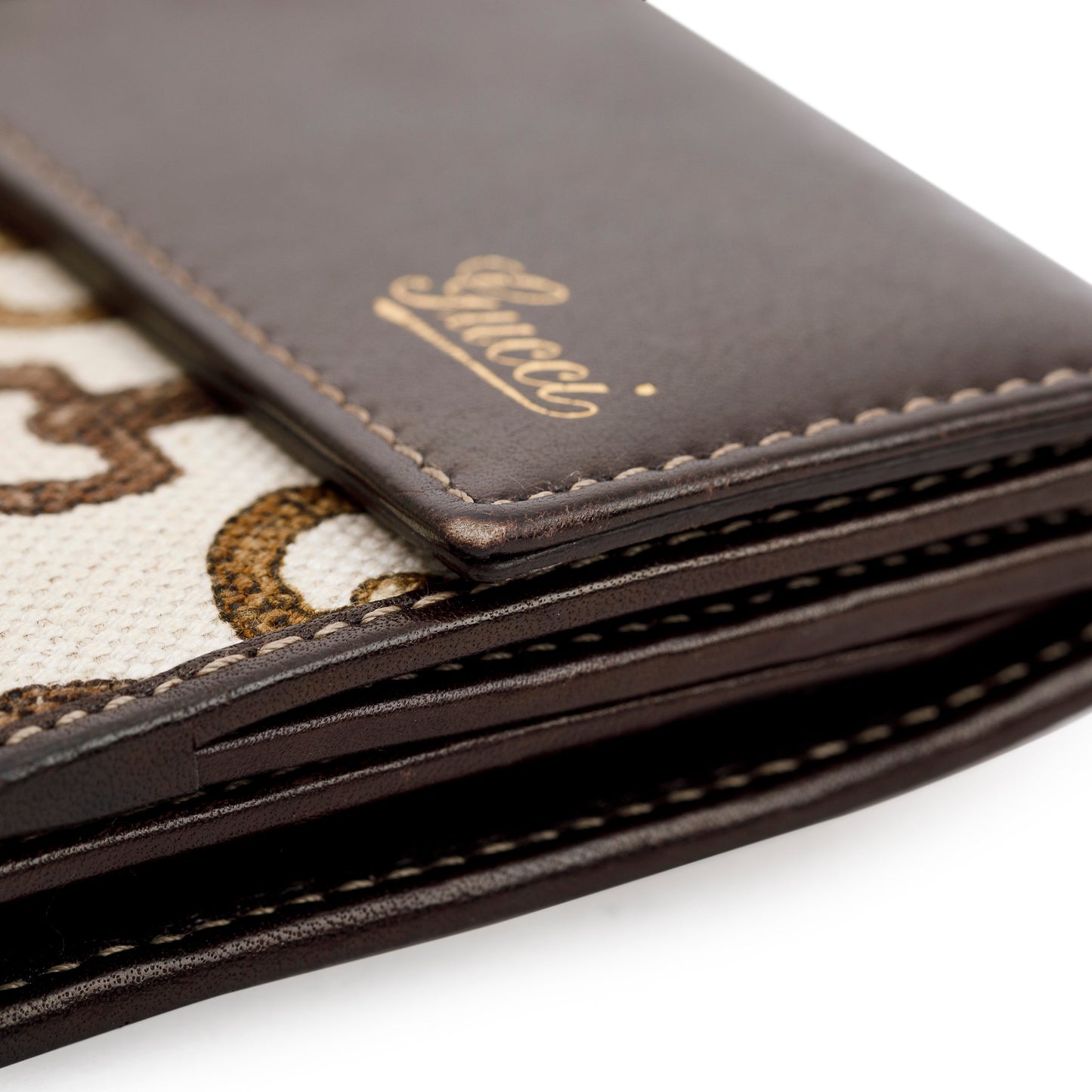 Gucci Horsebit Canvas Bamboo D Ring Continental Wallet
