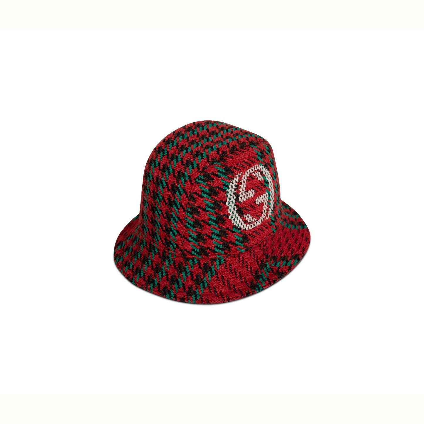 Gucci Houndstooth Wool Bucket Hat with Interlocking G