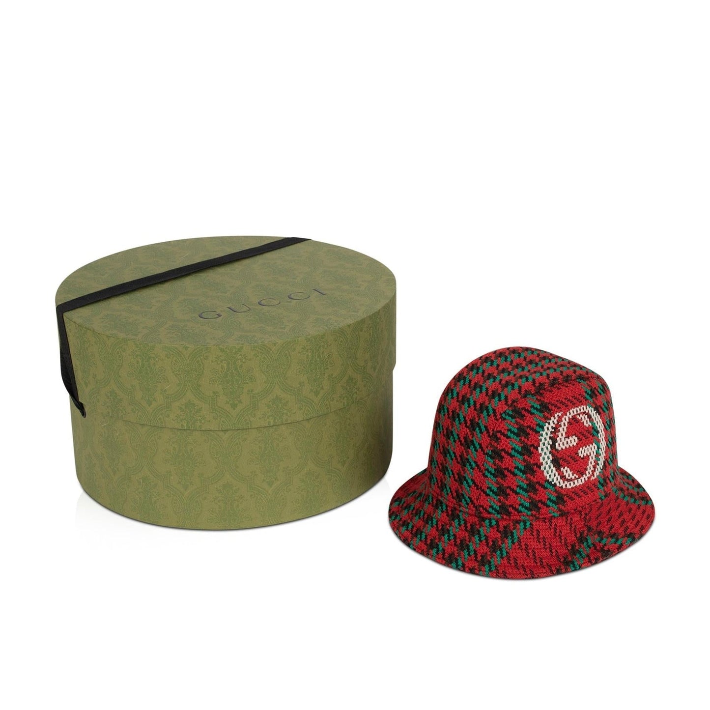 Gucci Houndstooth Wool Bucket Hat with Interlocking G