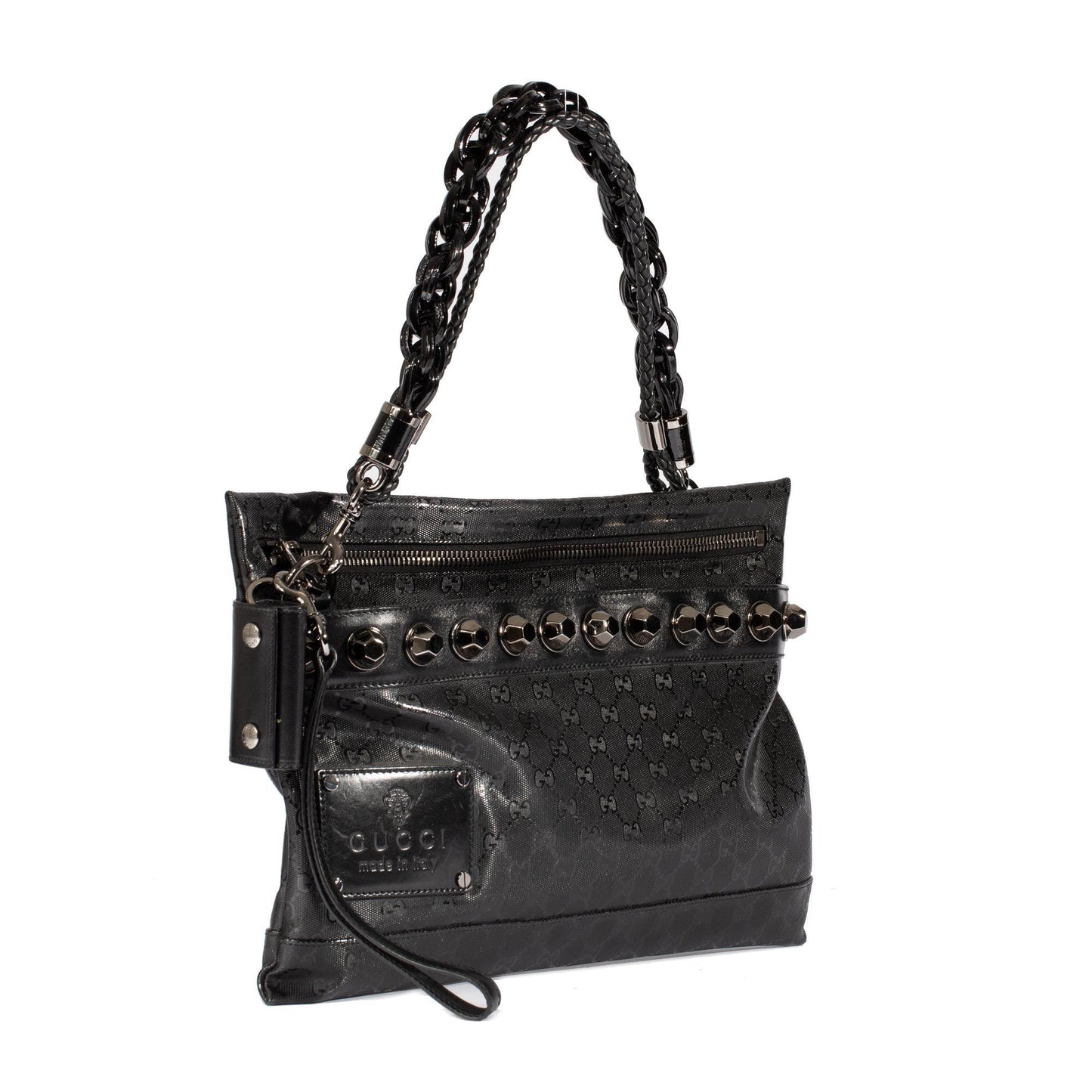 Gucci Imprime Studded Clutch Shoulder Bag